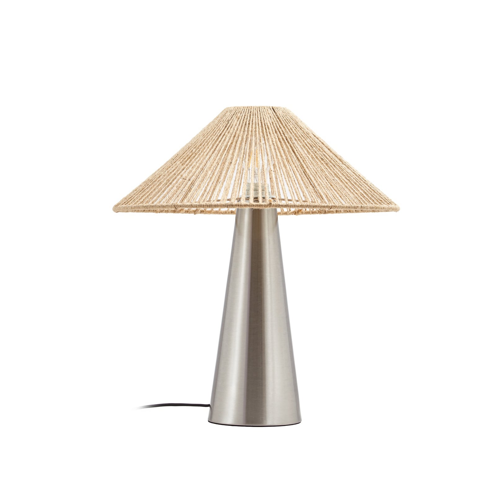Lucande Stephane asztali világítás, nikkel, magasság 50 cm, kenderkötél