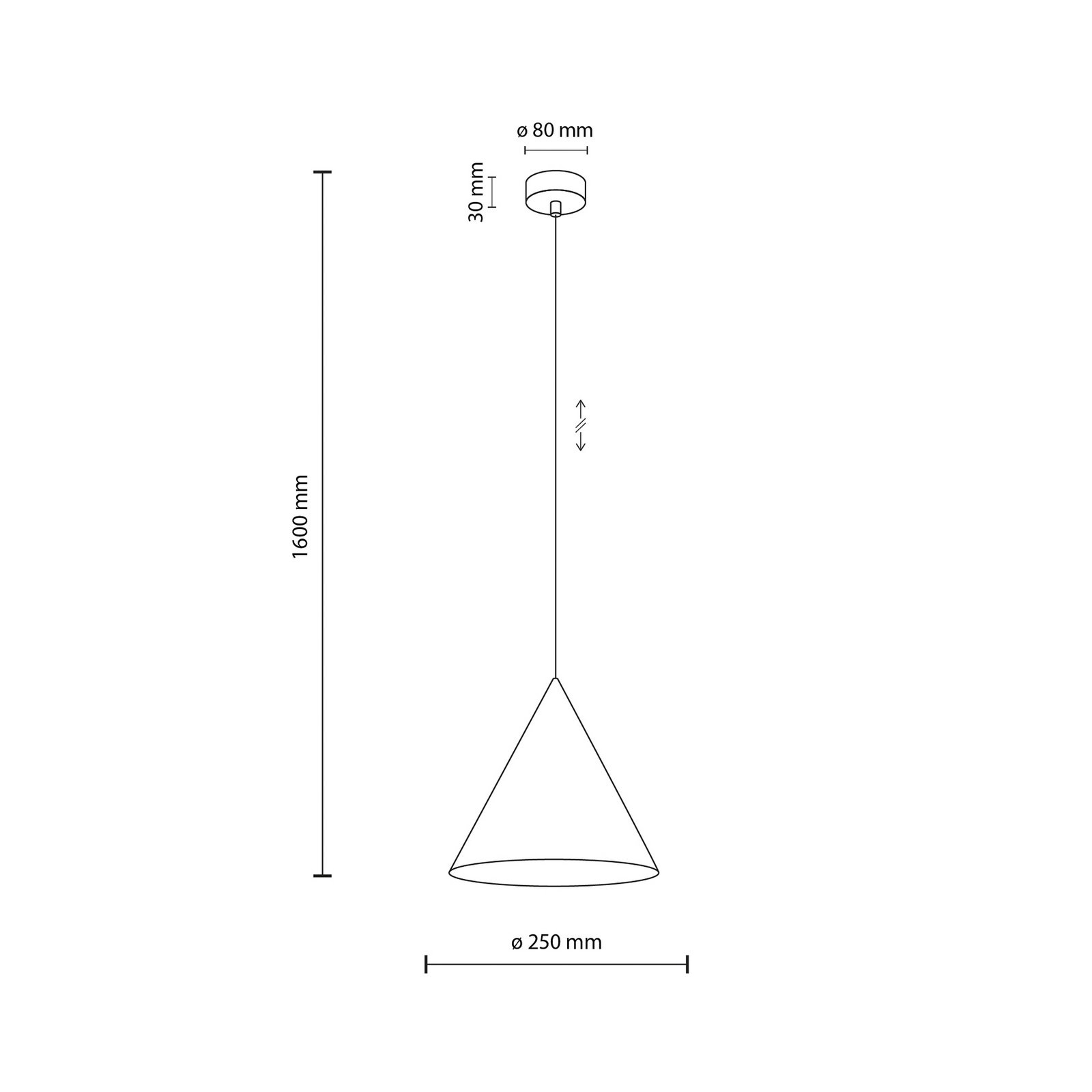 Cono pendant light, 1-bulb, Ø 25 cm, yellow, E27