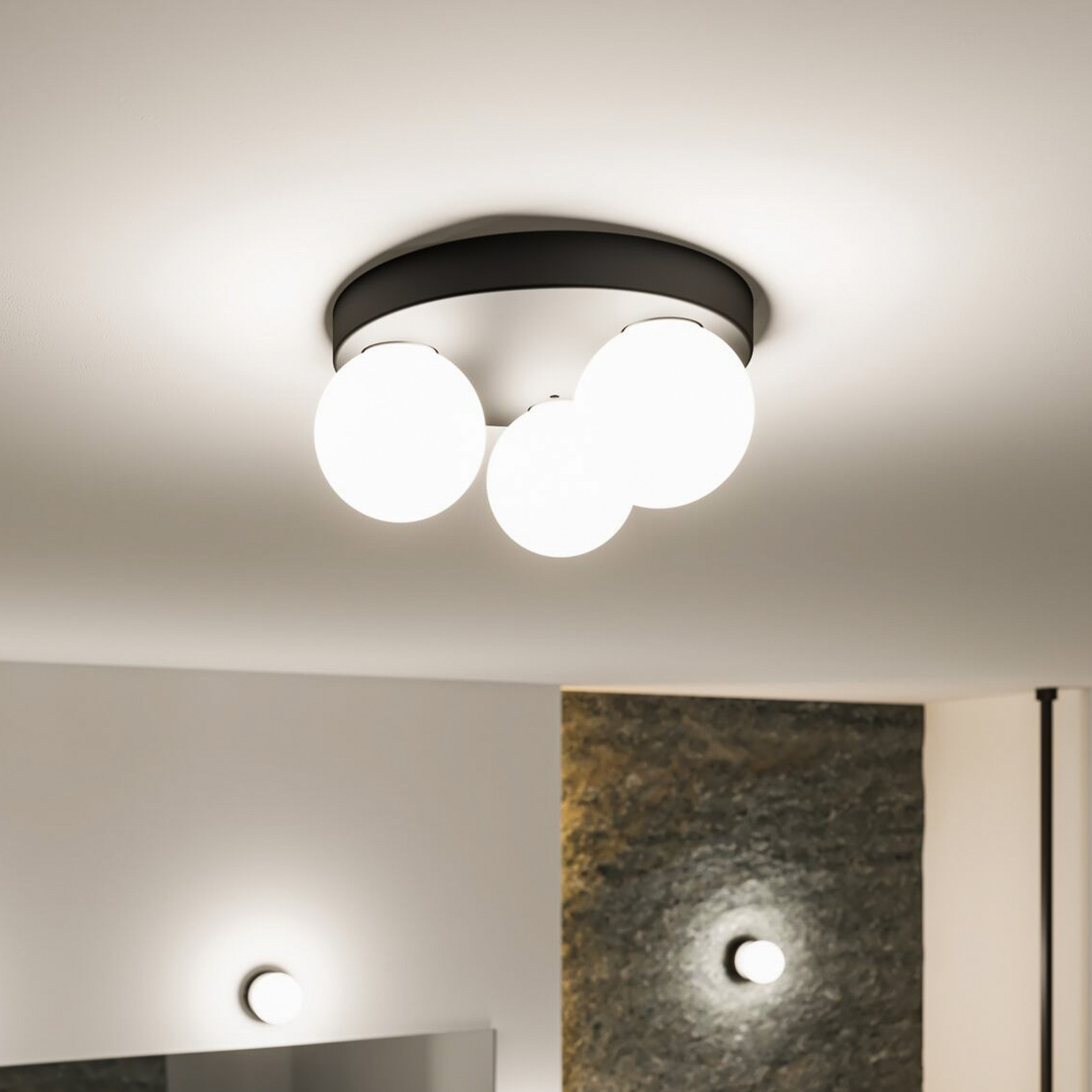 Paulmann Gove plafonieră IP44 G9 3 becuri negru - Camera de zi / sufragerie - modern - negru mat alb satinat - Sticlă