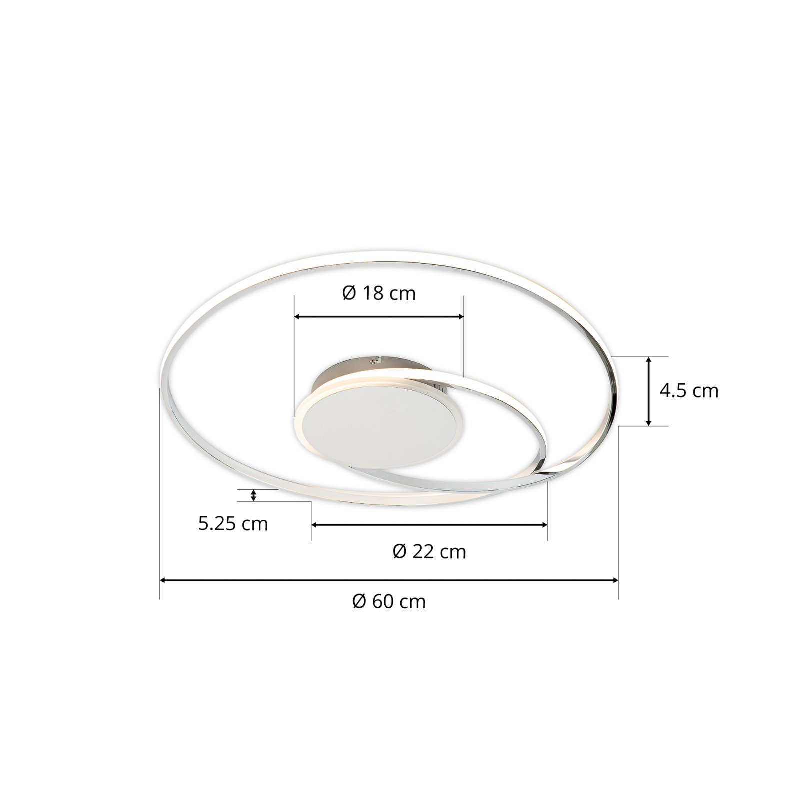 Lindby Dorle LED stropní světlo, chrom, Ø 60 cm