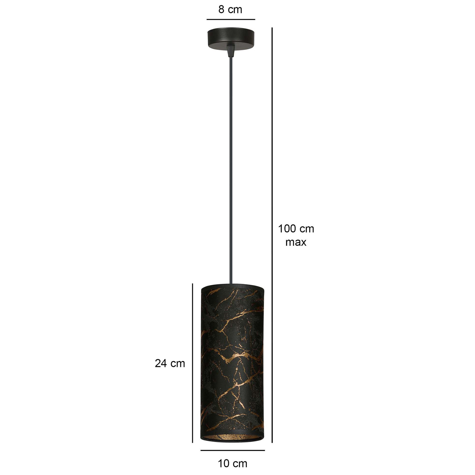 Lampa wisząca Joni, tkanina, 1-pkt. czarna