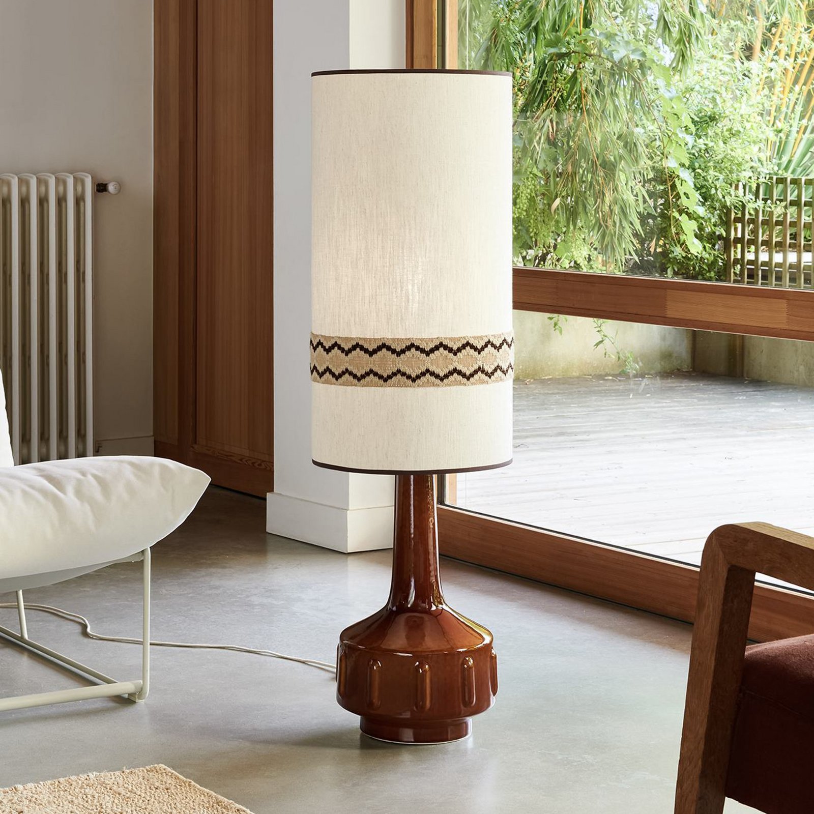 MARKET SET Stojacia lampa Jimmy, výška 121 cm keramika, vzorovaný lem