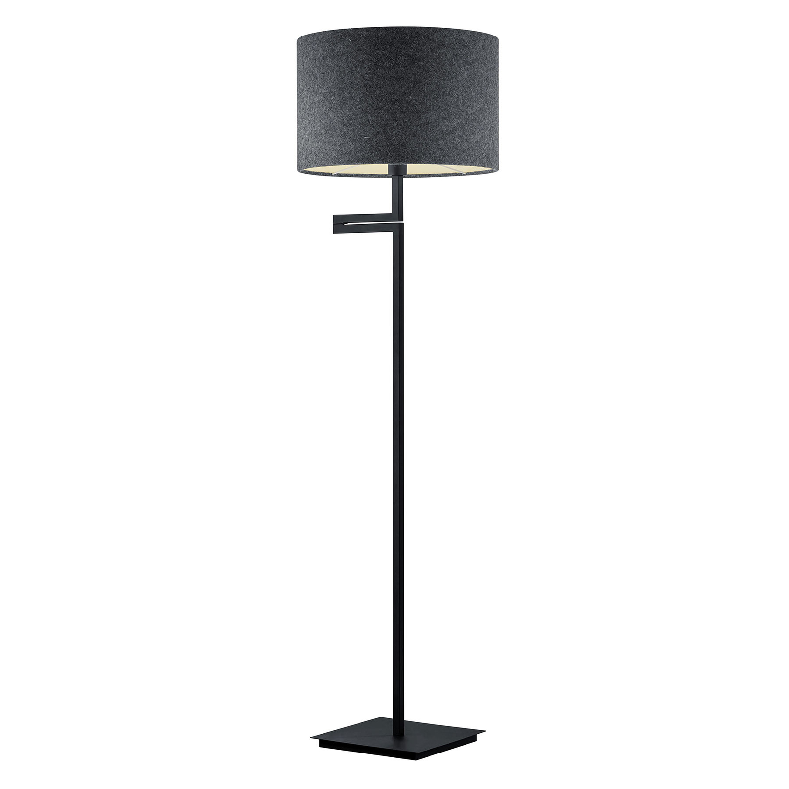 B-Leuchten Kabi floor lamp, black, for Living / Dining Room, felt, metal, E27, 60 W, energy efficiency: A++, H: 157 cm