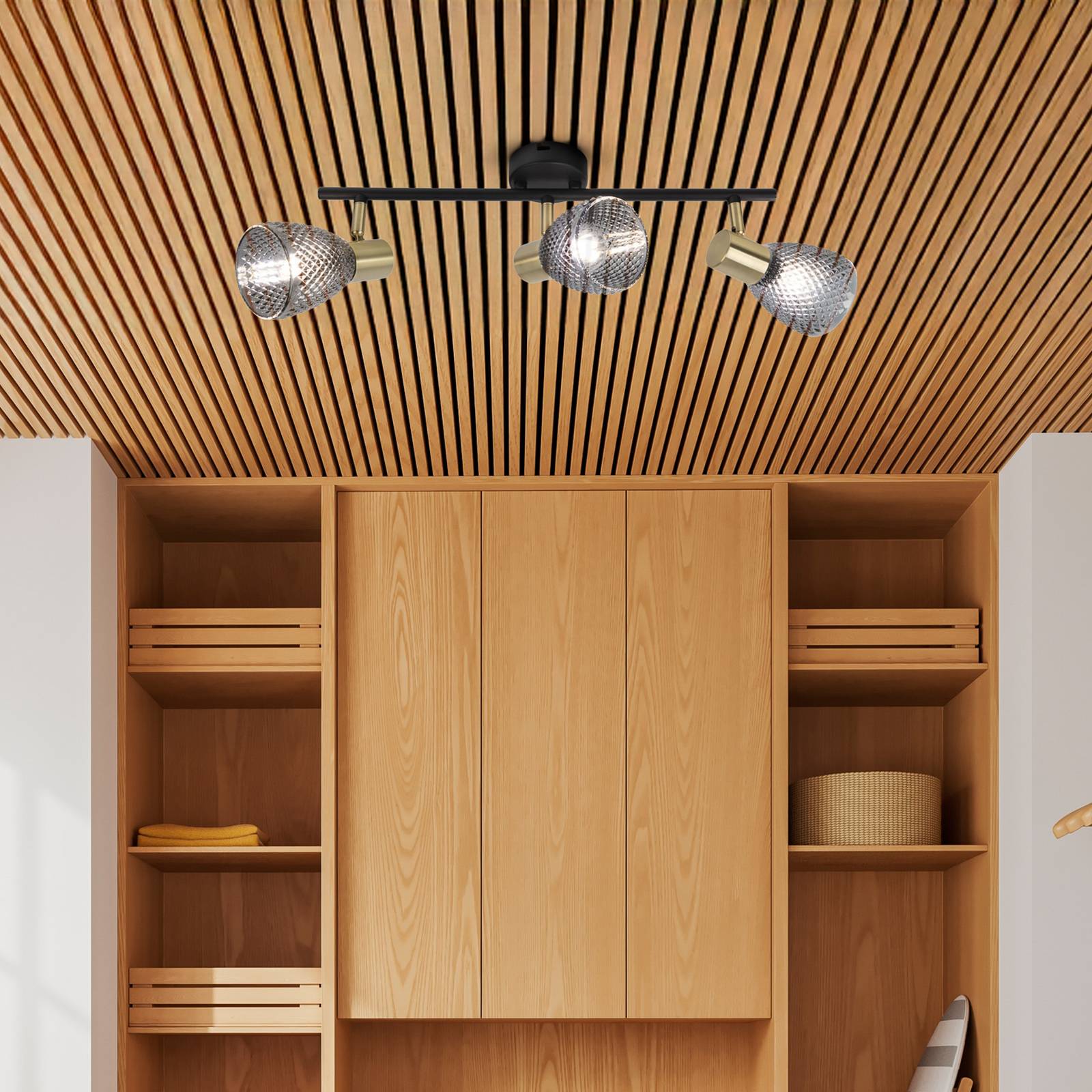 Deckenleuchte Lindita, 3-flammig, Glas, rauchgrau, E14 günstig online kaufen