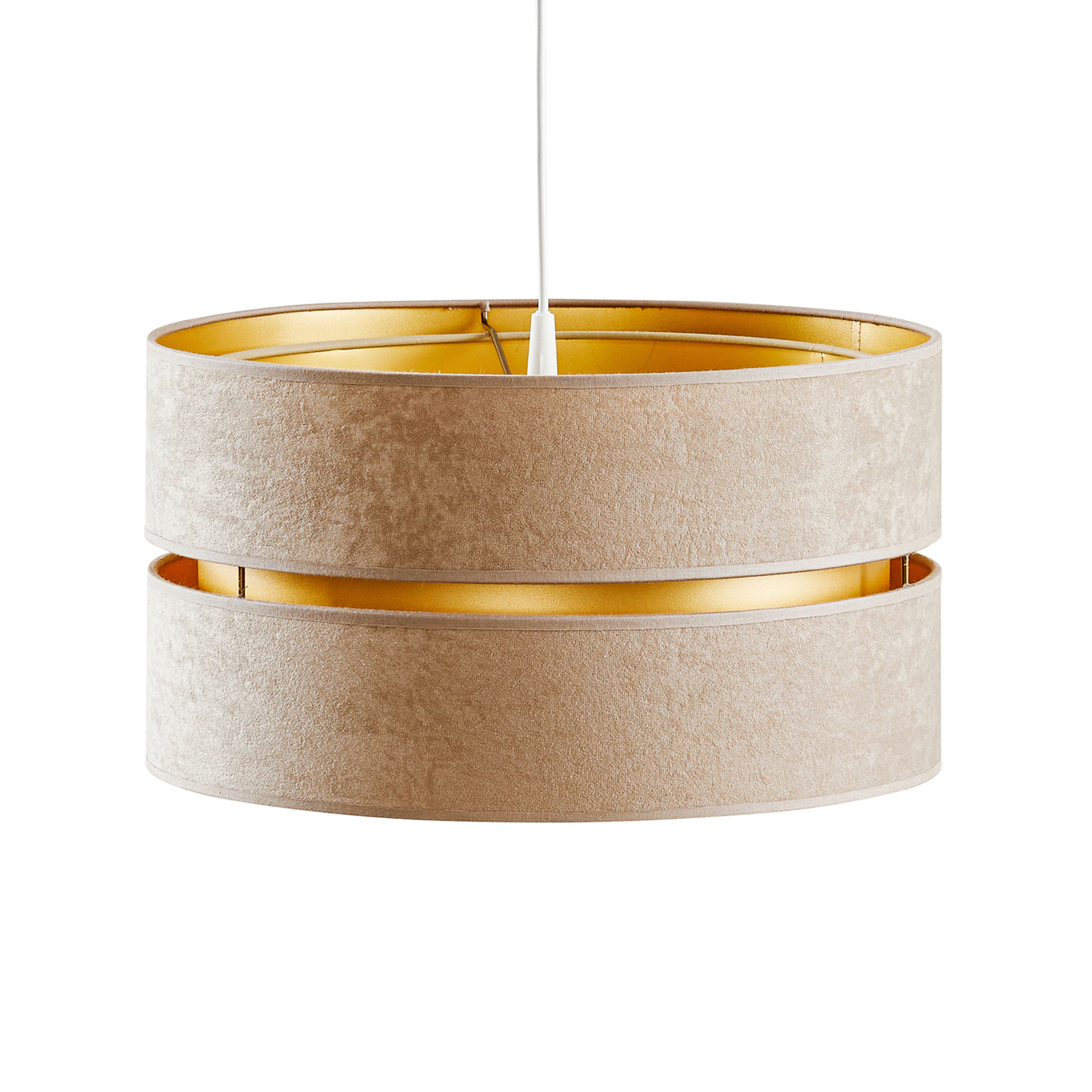 Duo hanging light, beige/gold, Ø 40 cm, 1-bulb
