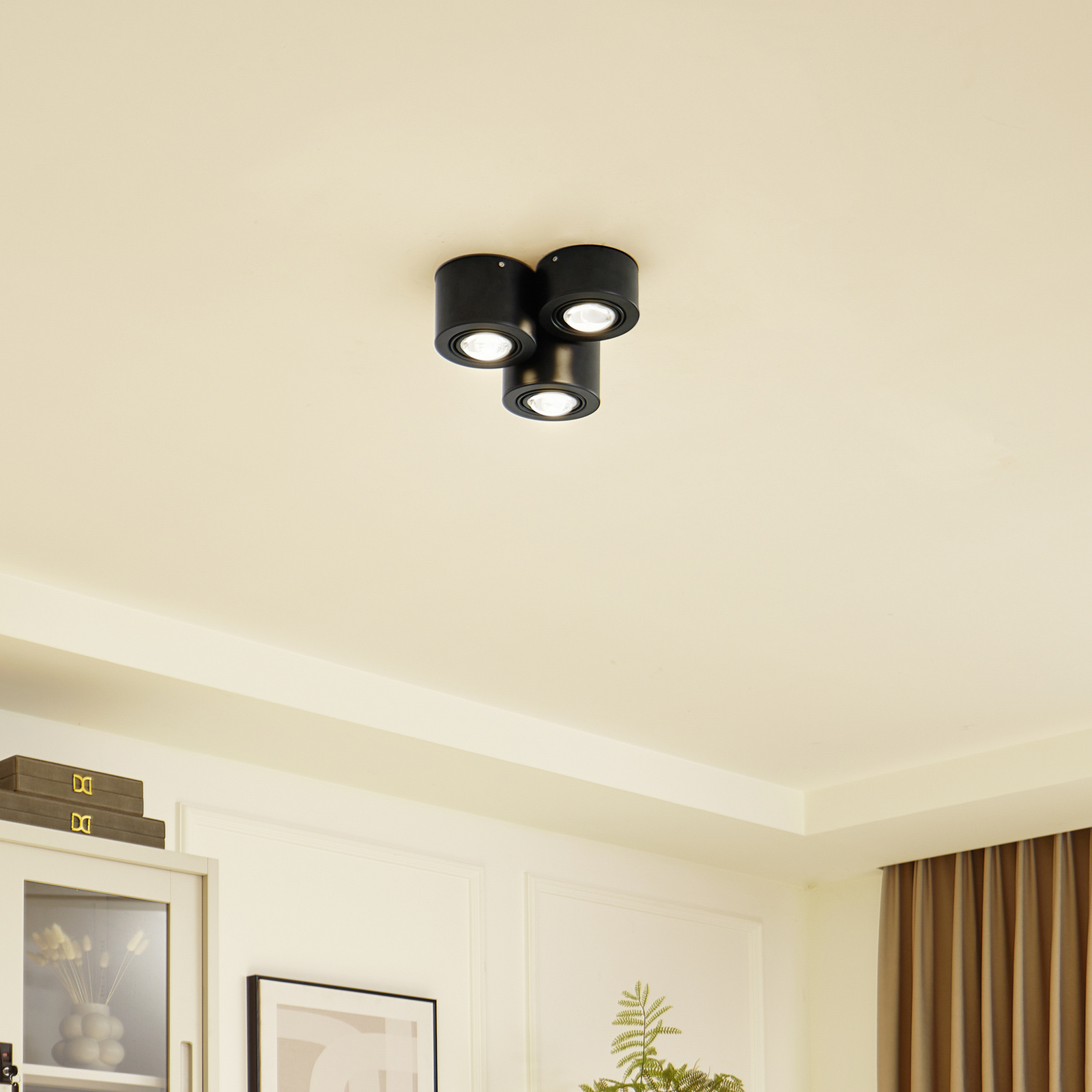 Lindby Downlight Jyla, 3-punktowa, czarna matowa, GX53