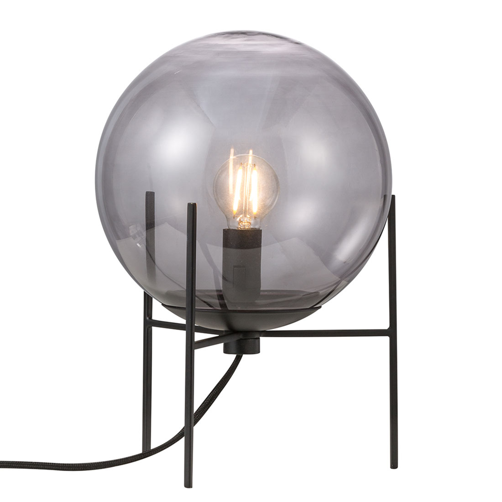 Nordlux Table lamp Alton, smoky grey lampshade, for Living / Dining Room, glass, metal, E14, 15 W, energy efficiency: A++, H: 29 cm