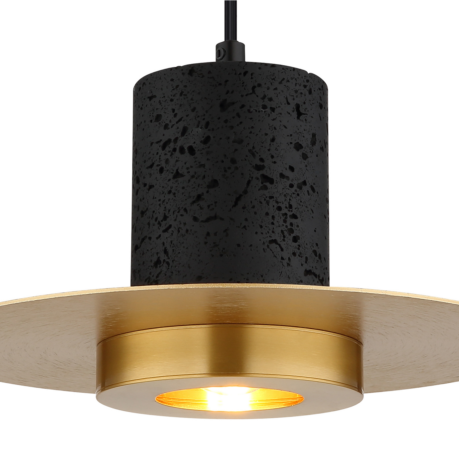 Lampada a sospensione Shanna Ø 28 cm, nero/ottone, pietra/metallo Lampada a sospensione Shanna Ø 28 cm, nero/ottone, pietra/metallo