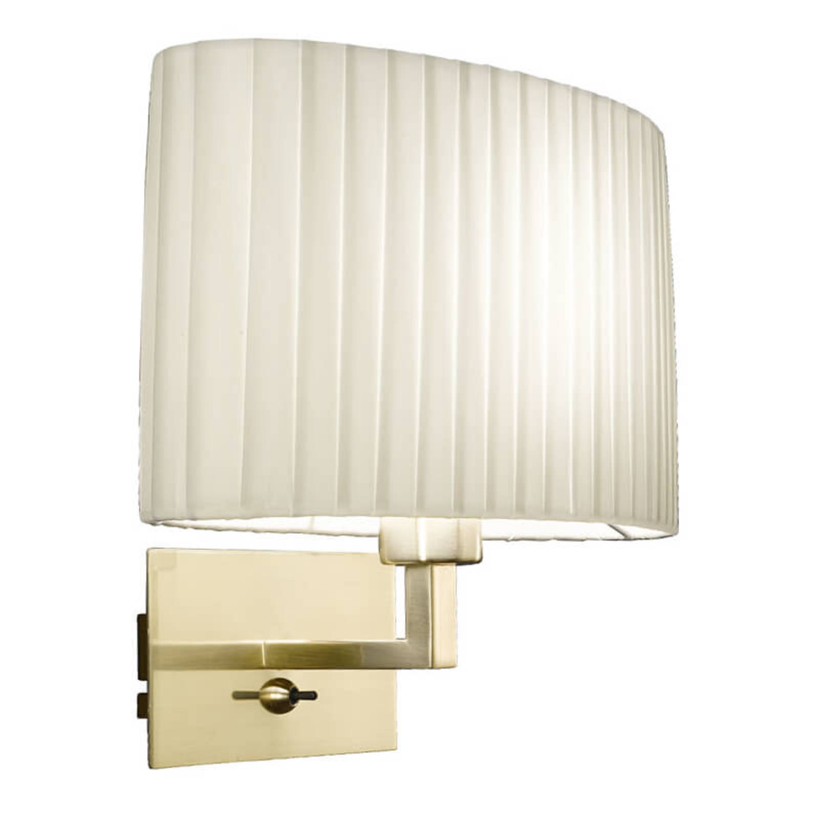 Pleated fabric wall light Sand with brass holder