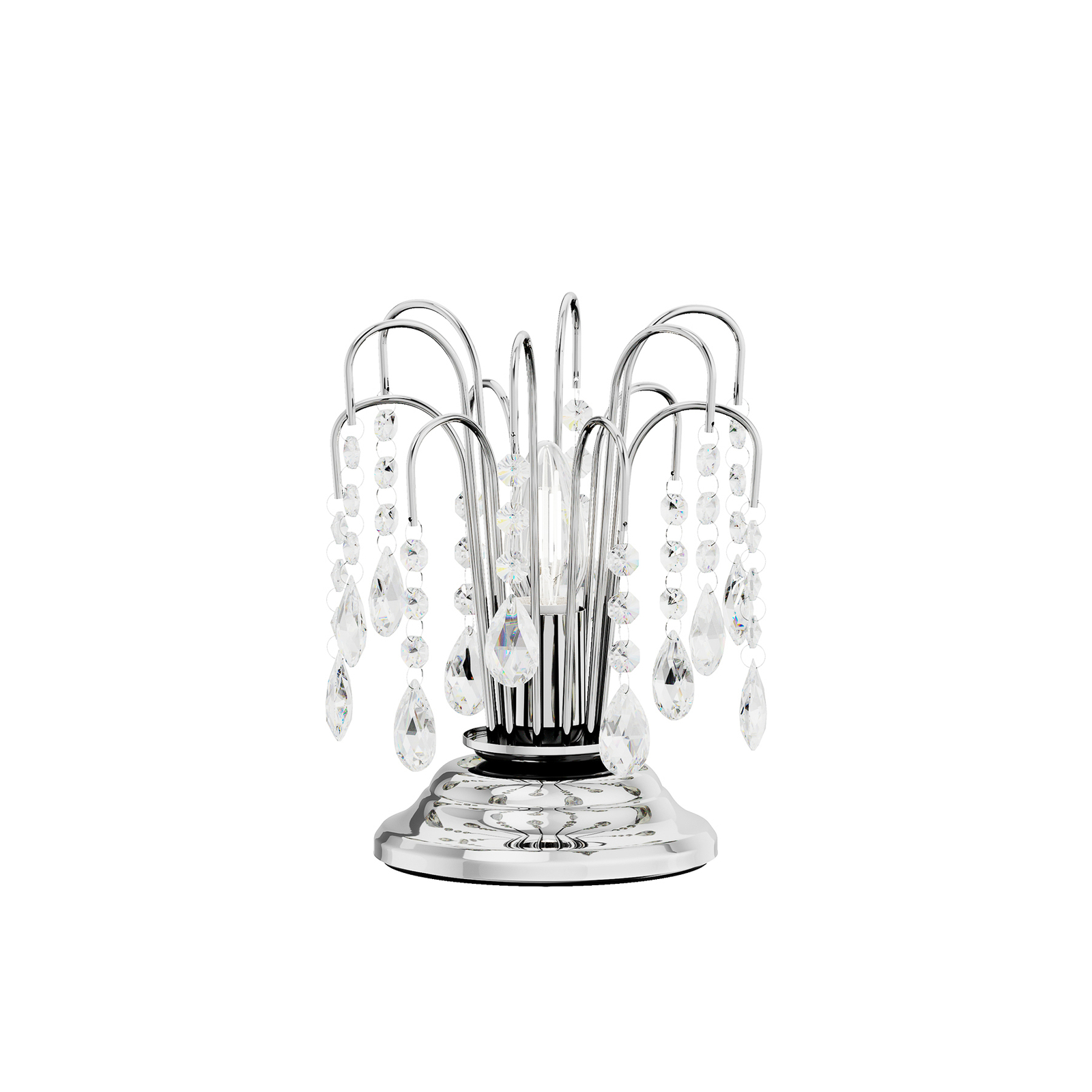 Pöytälamppu Pioggia kristallisateella, 26cm, kromi
