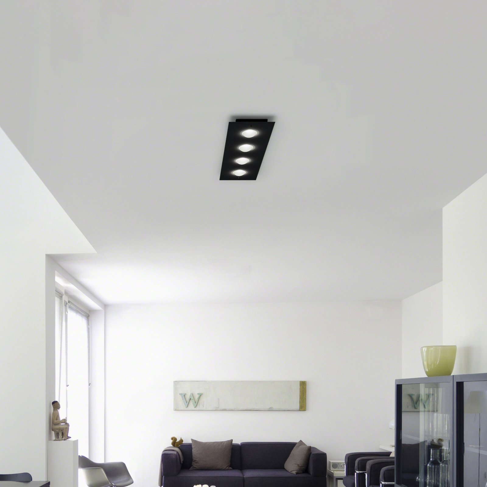 Helestra Nomi lampa sufitowa LED 75x21cm czarna