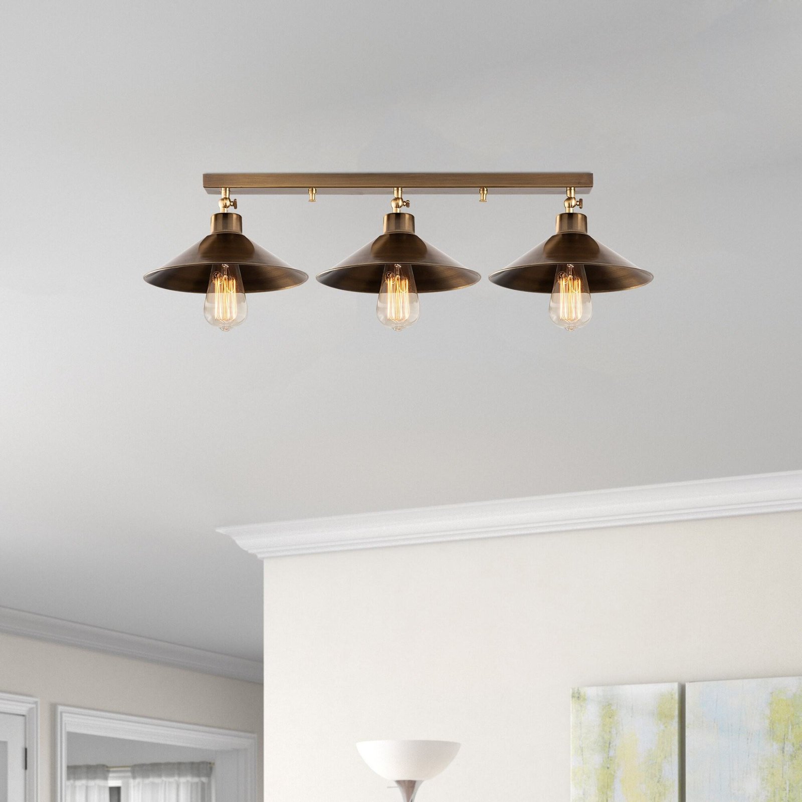 Berceste N-661 ceiling light, gold antique, metal, 3-bulb