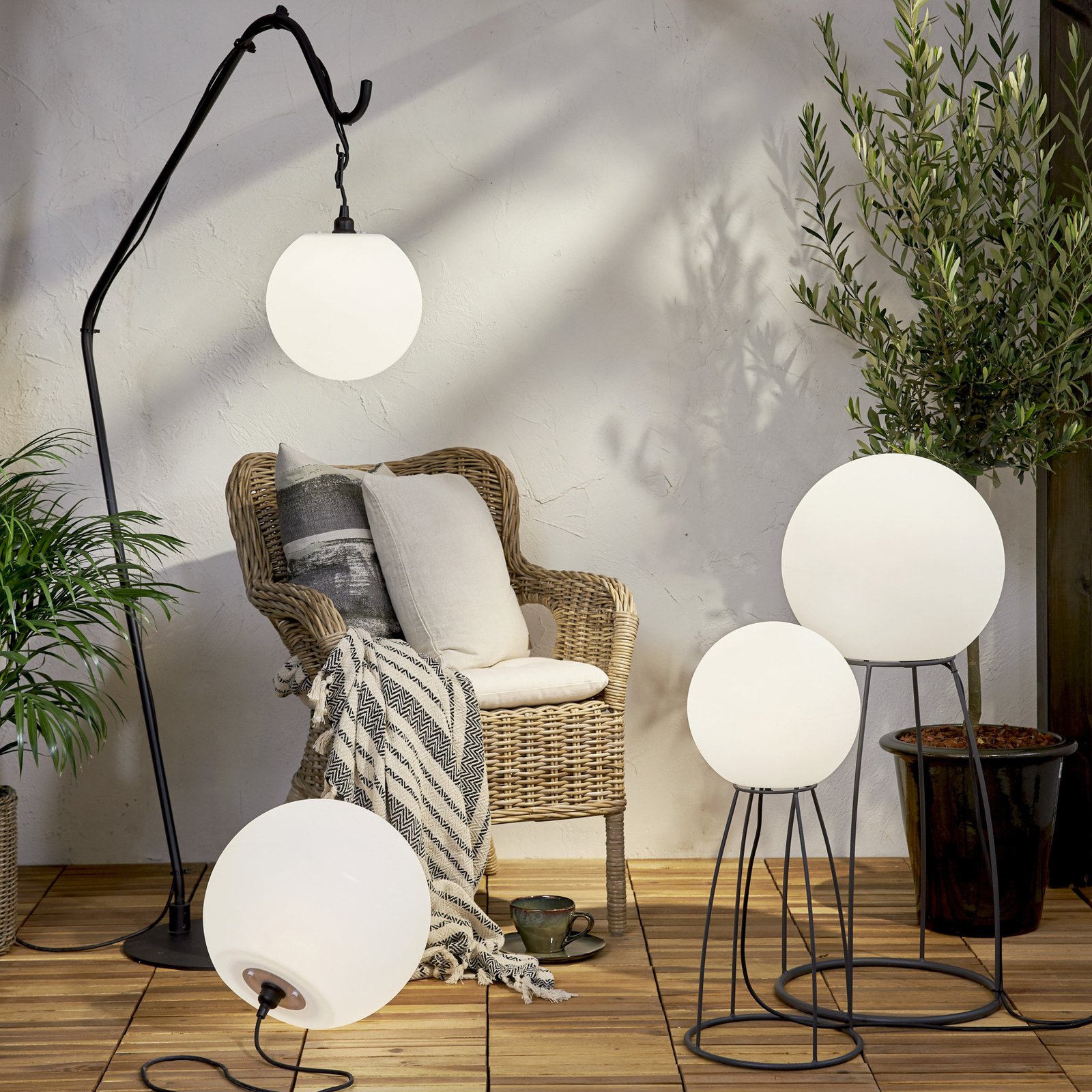 Patio lamp Mallorca 95 cm zwart/wit kunststof/metaal