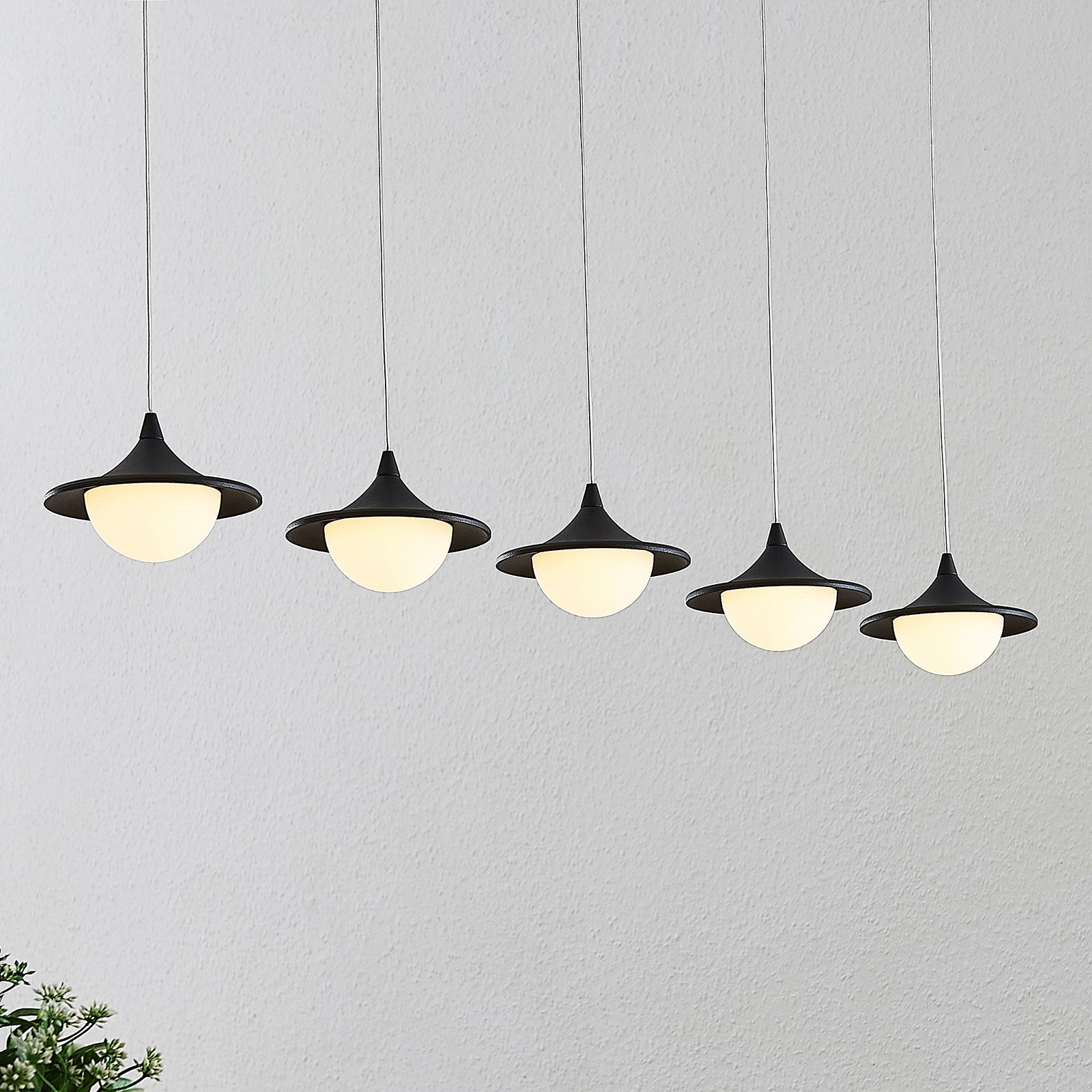 Lucande Tamsi suspension LED à 5 lampes, dimmable