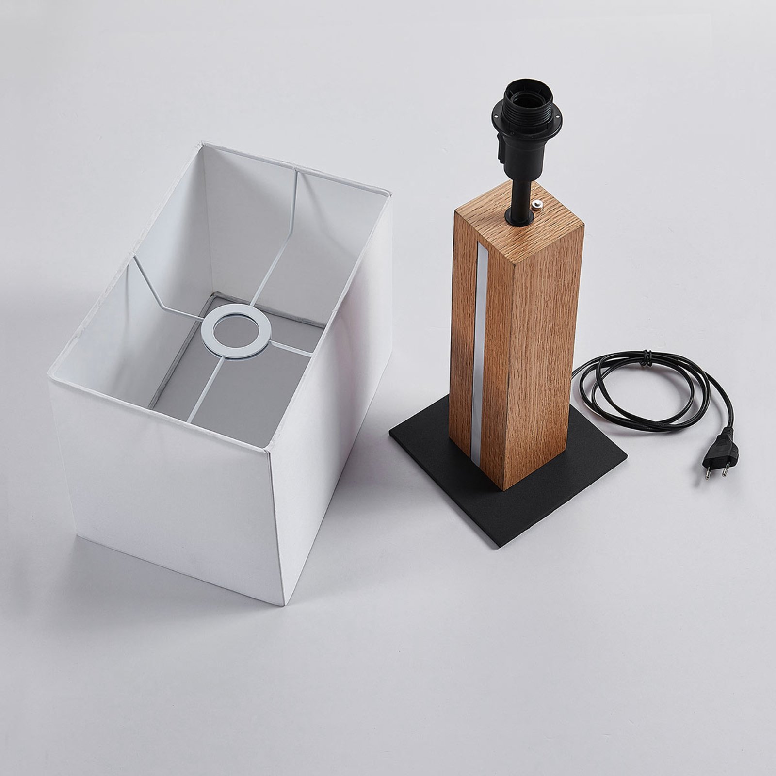 Garry Square Stolní Lampa White/Wood - Lindby