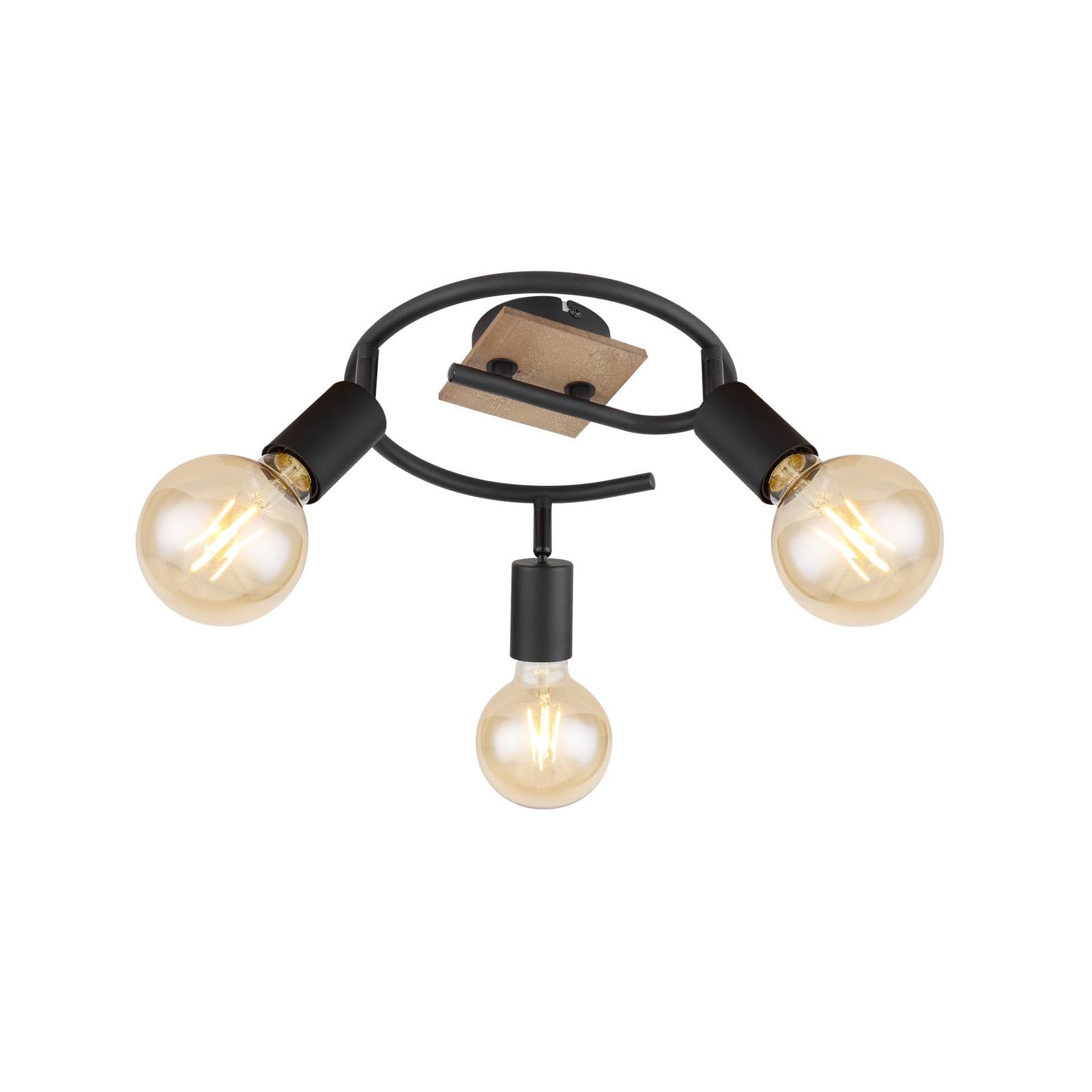 Deckenleuchte Martha mit Holz, Spirale dreiflammig