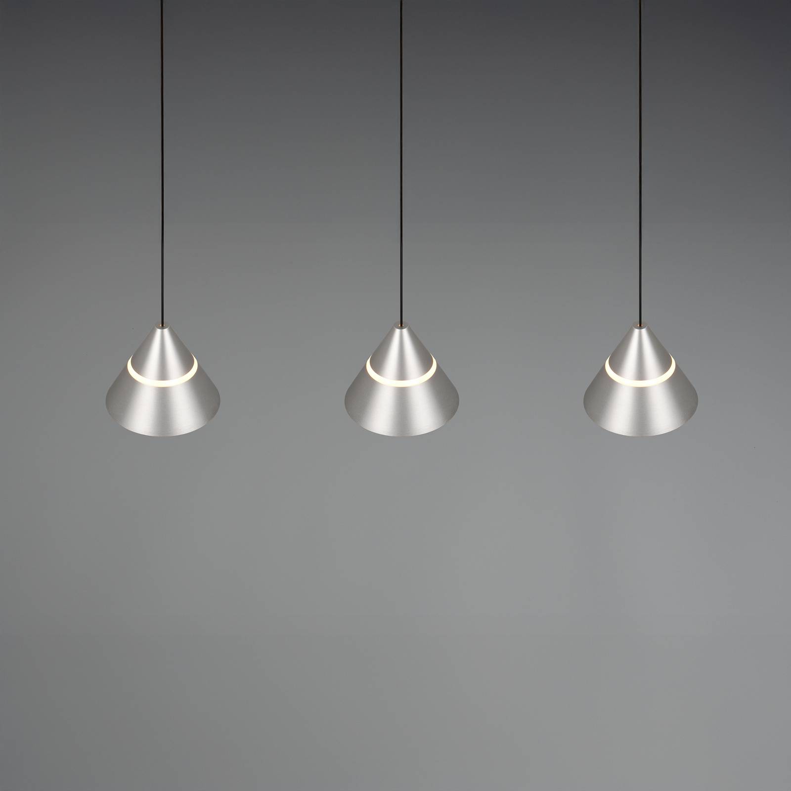 LED-Pendellampe Romeo Länge 55 cm nickelfarben Metall 3-flg. günstig online kaufen