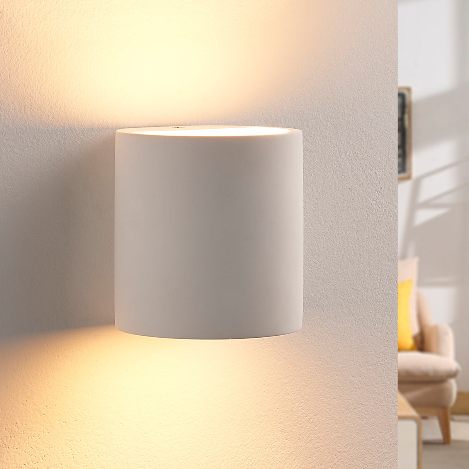 Lindby Plaster wall light Krista with G9 LED bulb, for Living / Dining Room, plaster, G9, 3.5 W, energy efficiency: A+, W: 10.5 cm, H: 10 cm