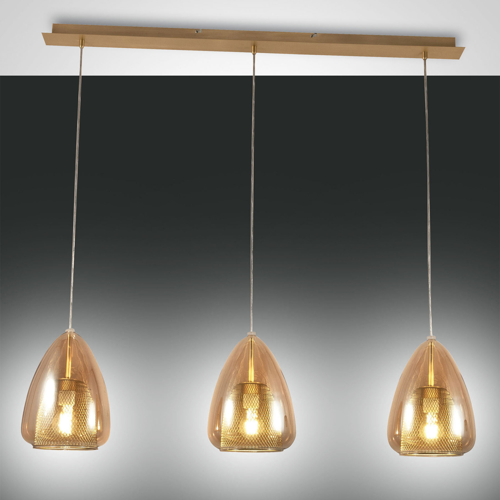 Hanging light Britton, 3-bulb, amber