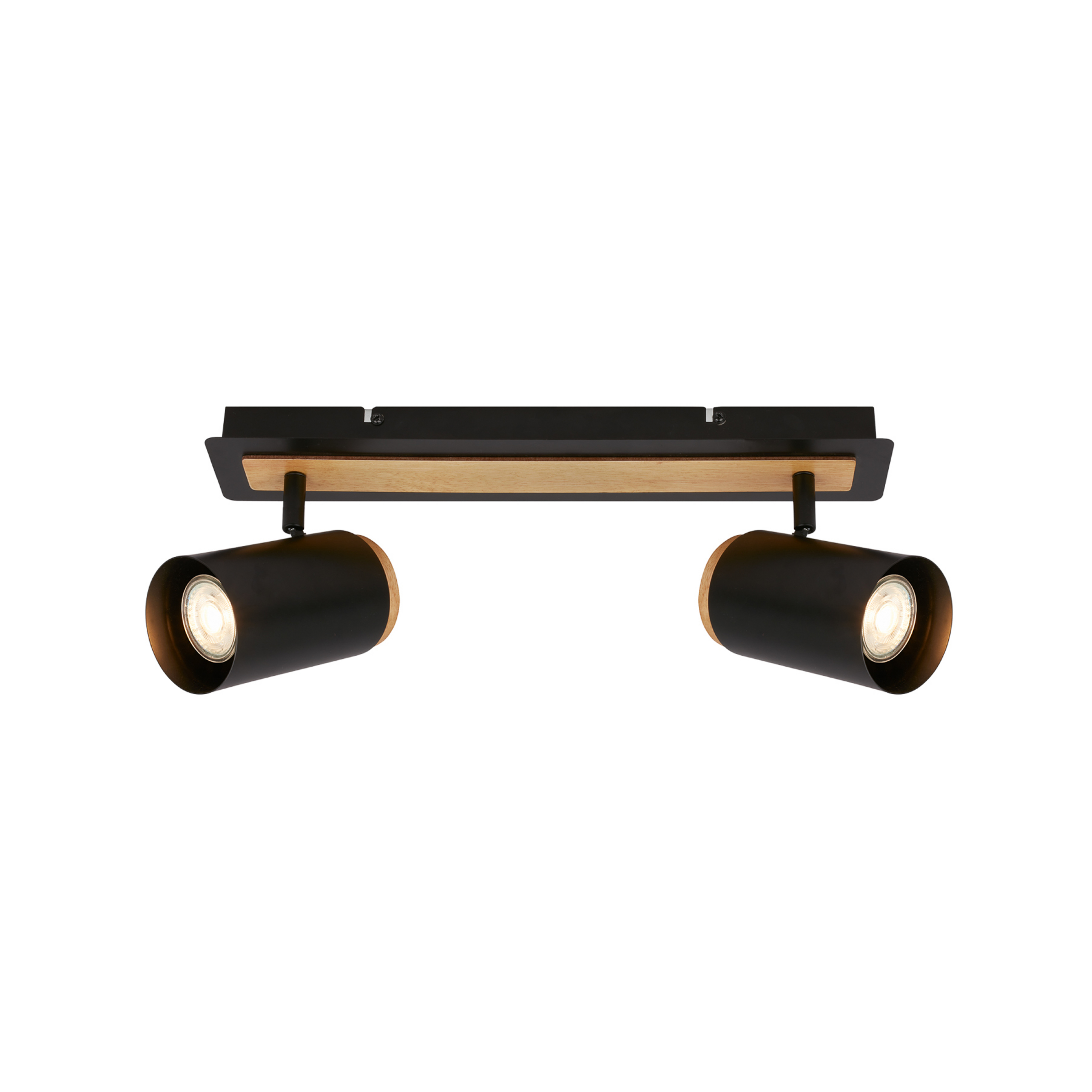 Deckenstrahler Duta, Länge 40 cm, schwarz/holzfarben, 2-flg.
