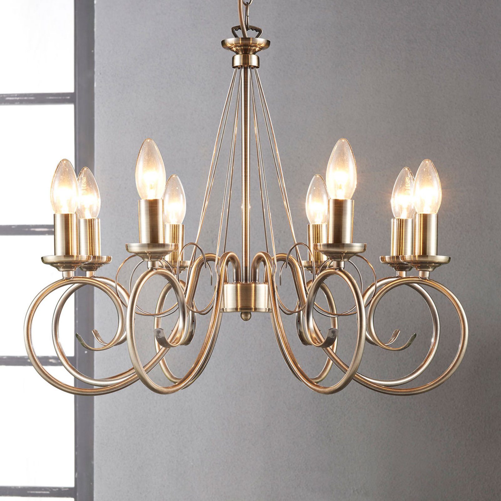 Lindby ?ttepunkts vegglampe Marnia i antikkmessing - Bronse / messing