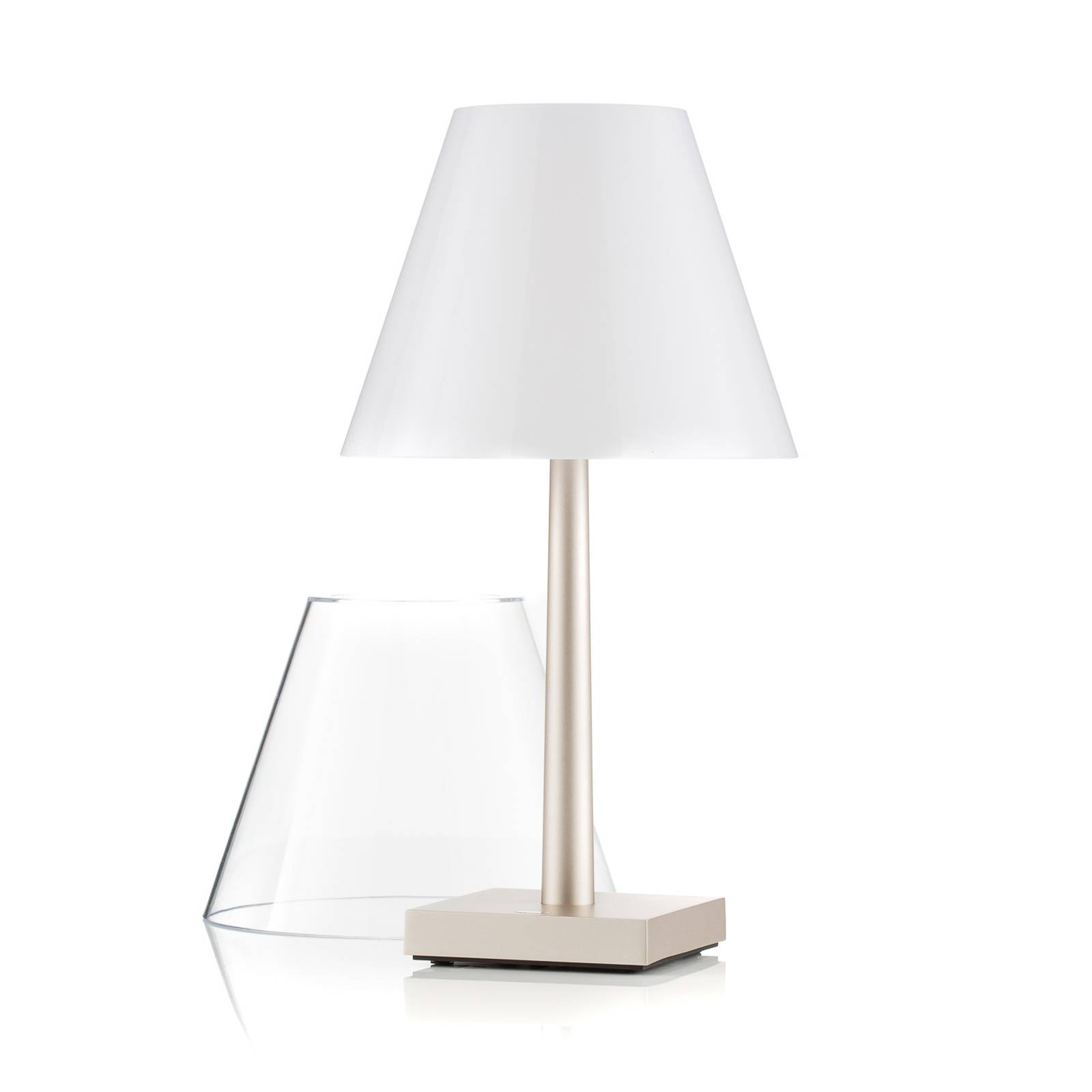 Rotaliana Dina+ T1 LED battery table lamp bronze, for Living / Dining Room, plastic, aluminium, 8 W, H: 37 cm