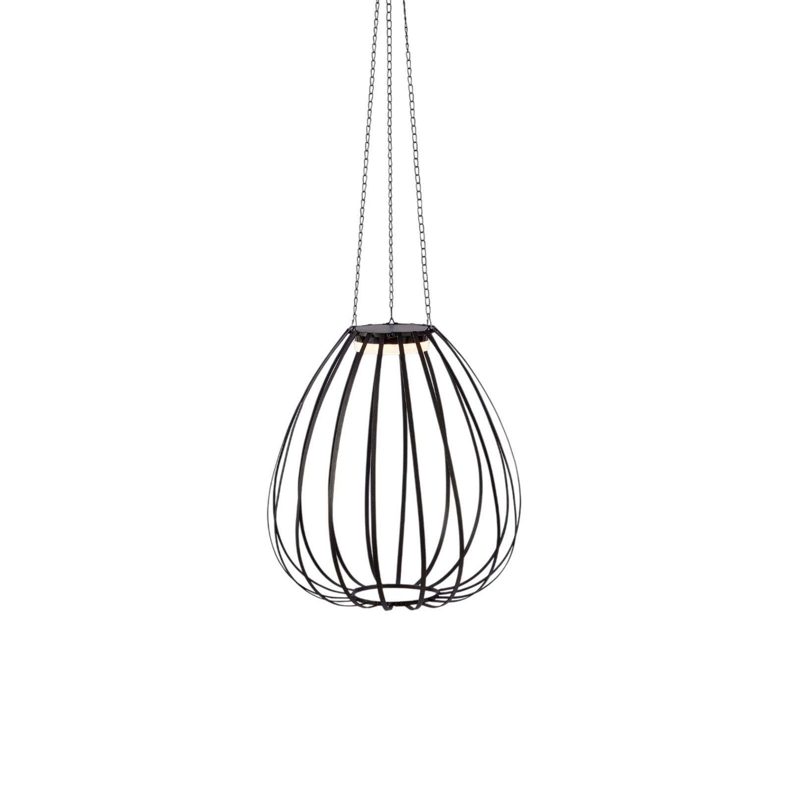 Ovia LED solar pendant light, Ø 42 cm, black, IP44, dimmable.