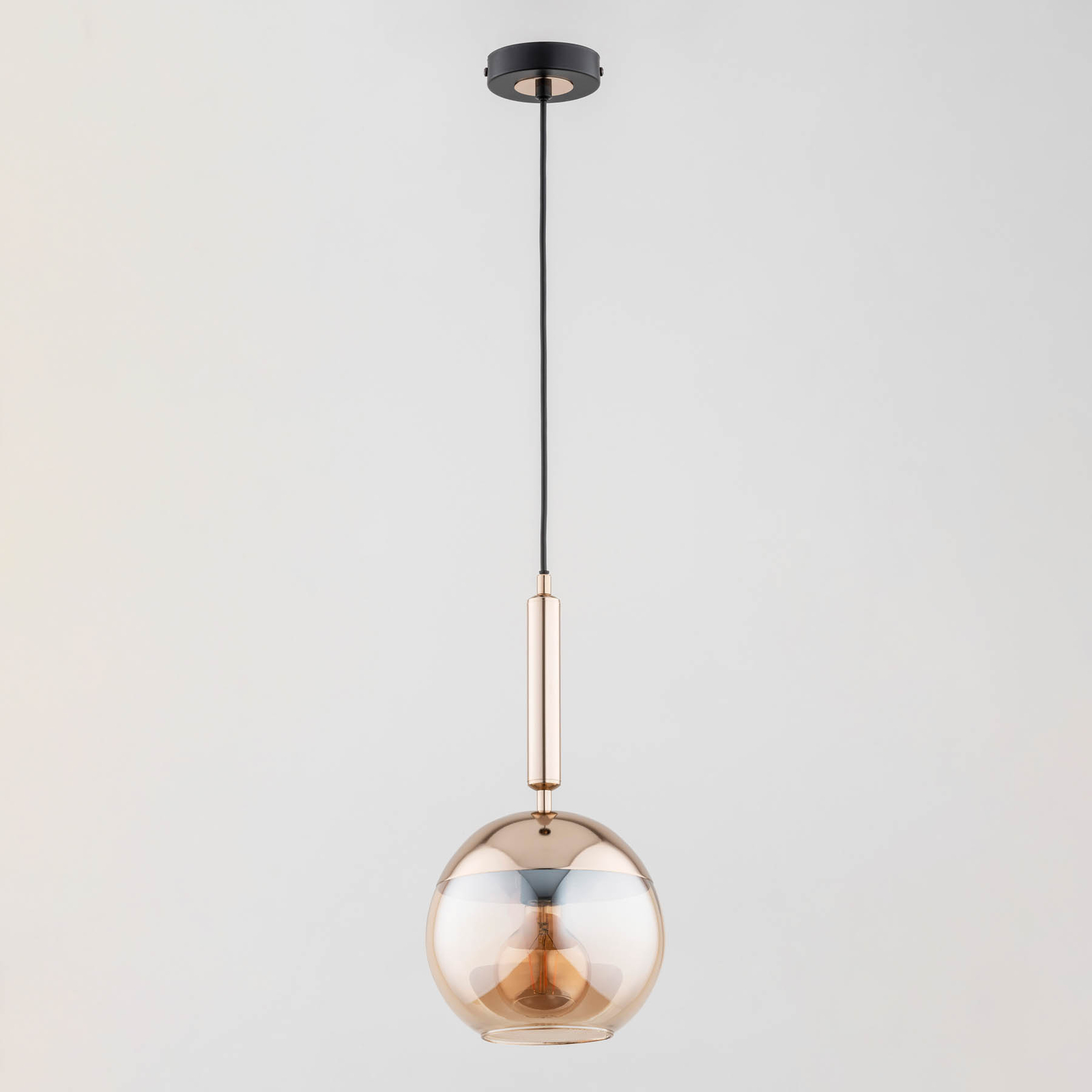 Hanglamp Volda New, 1-lamp, zwart/goud Ø20cm