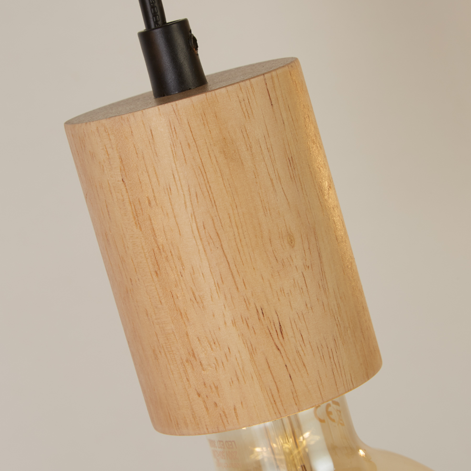 Lampada a sospensione Spinny, trave, 115 cm, a 5 luci, legno di caucciù,