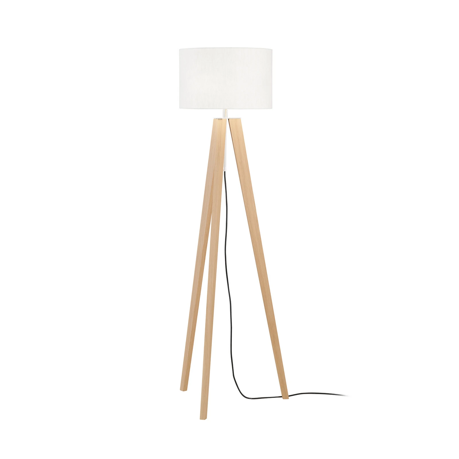 Lampada da terra SHINE-WOOD, bianco/nichel/rovere, altezza 164 cm 3 x E27
