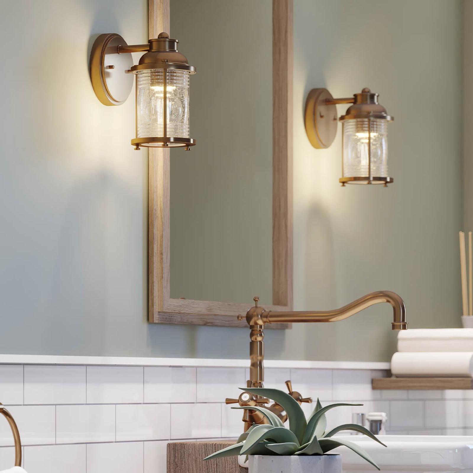 Applique pour salle de bain Ashland Bay à 1 lampe, laiton, IP44 - Elstead