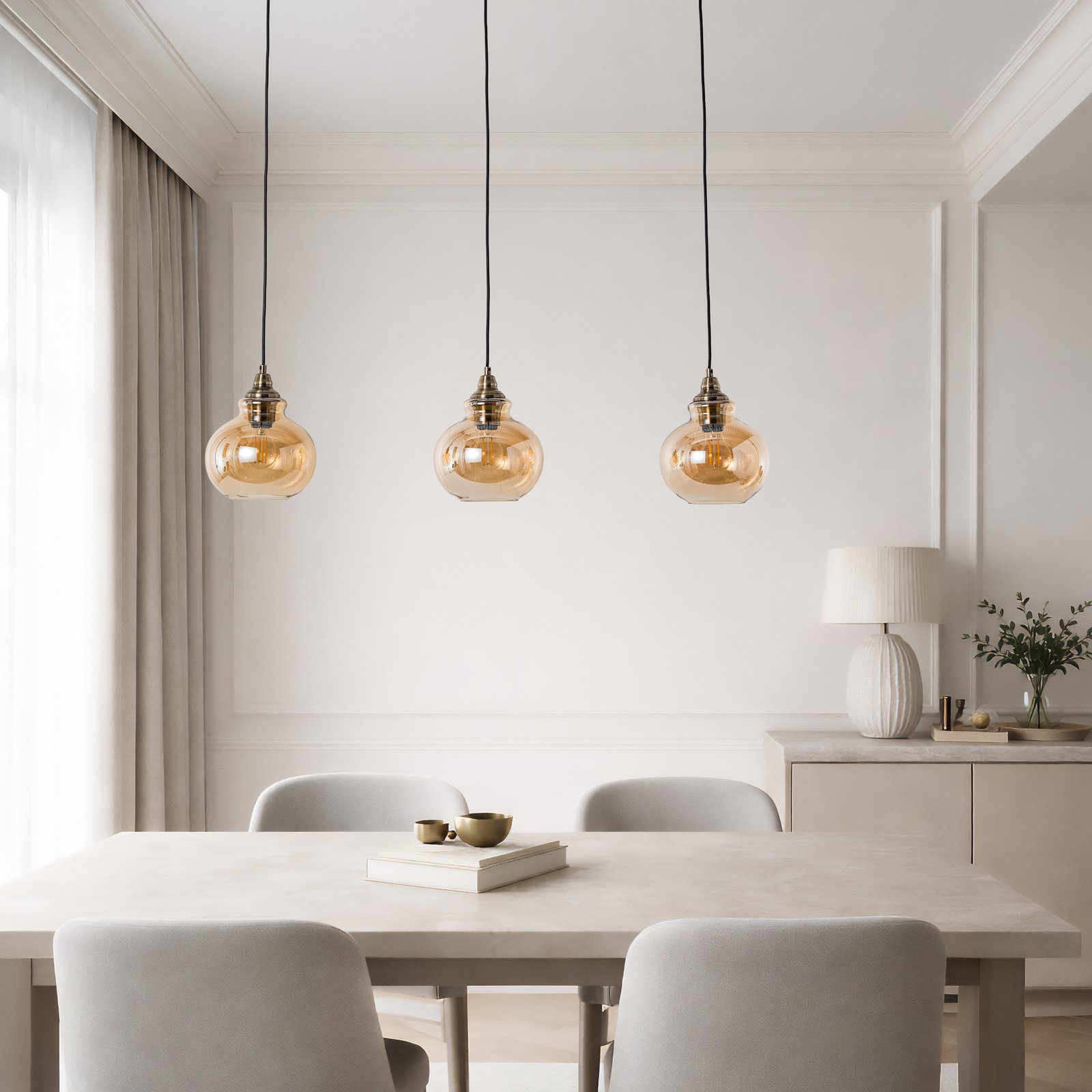 Tymoni Závěsné Světlo Amber/Wood - Lindby