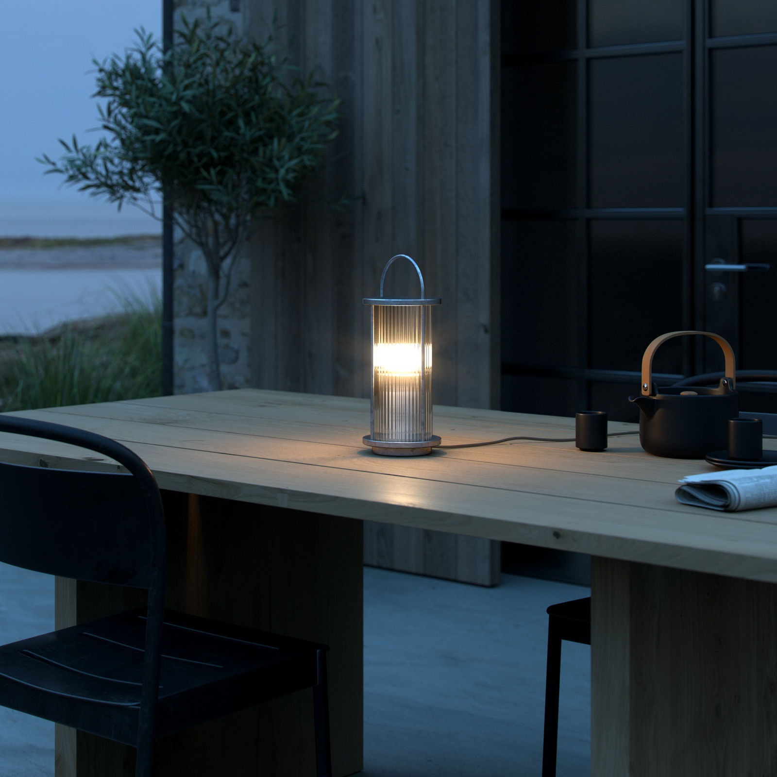 Linton table lamp for outdoor use, galvanised
