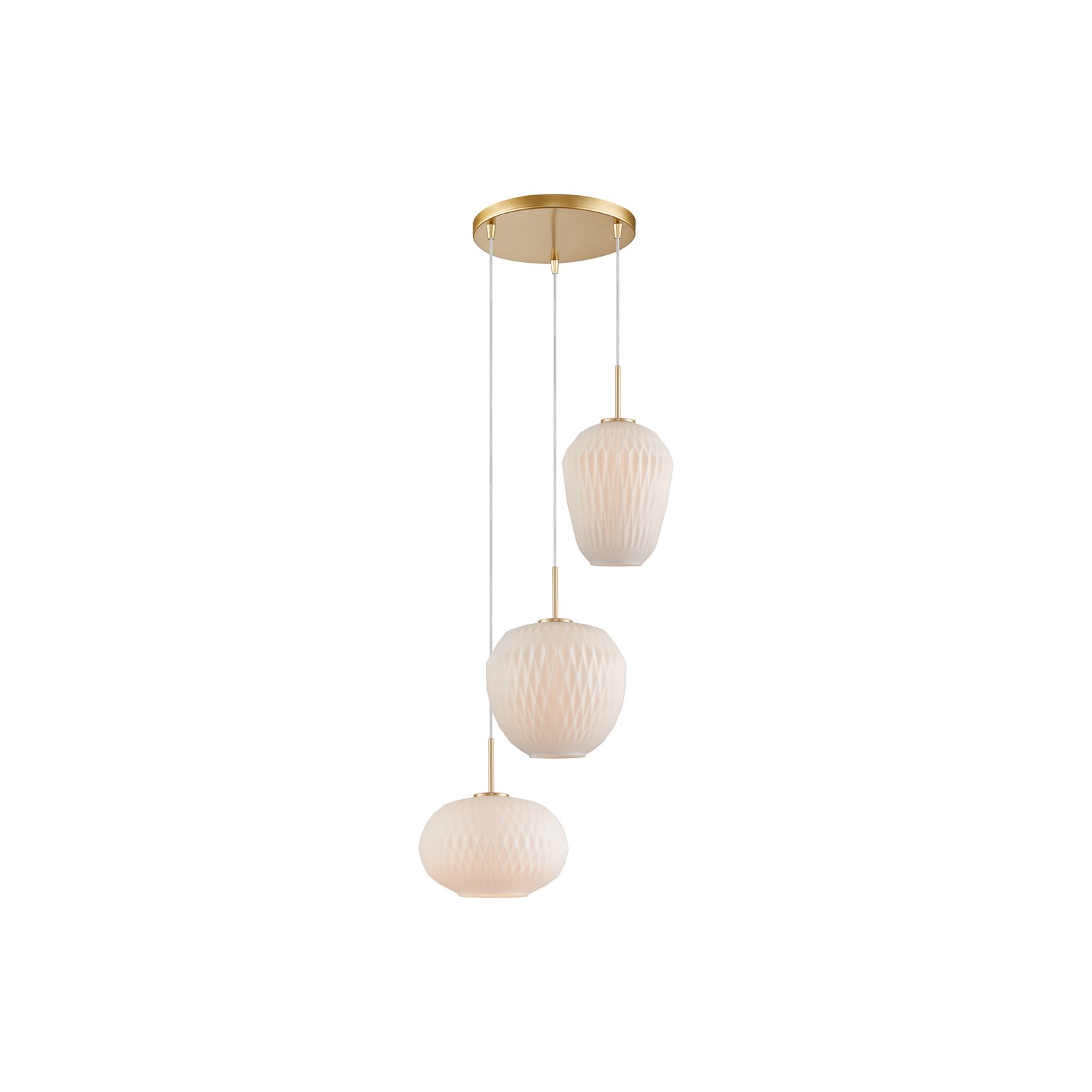 Lucande Quinara hanglamp, 3-lamps, opaal