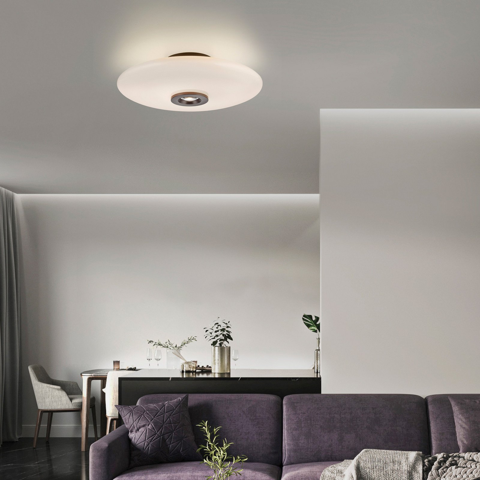 Plafonieră PURE LED Vitrum maro/opal sticlă/aluminiu Ø 45cm - Camera de zi / sufragerie - modern - maro opal