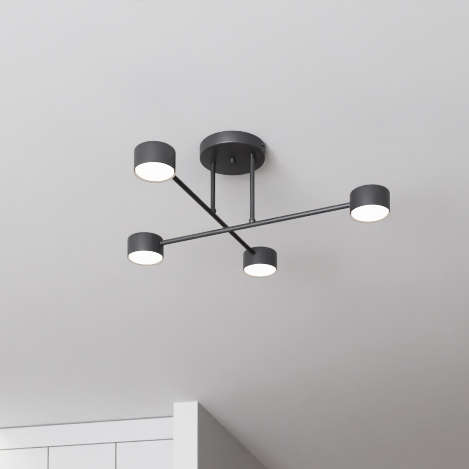 Plafonnier Modus 4, acier, à 4 lampes, GX53, noir