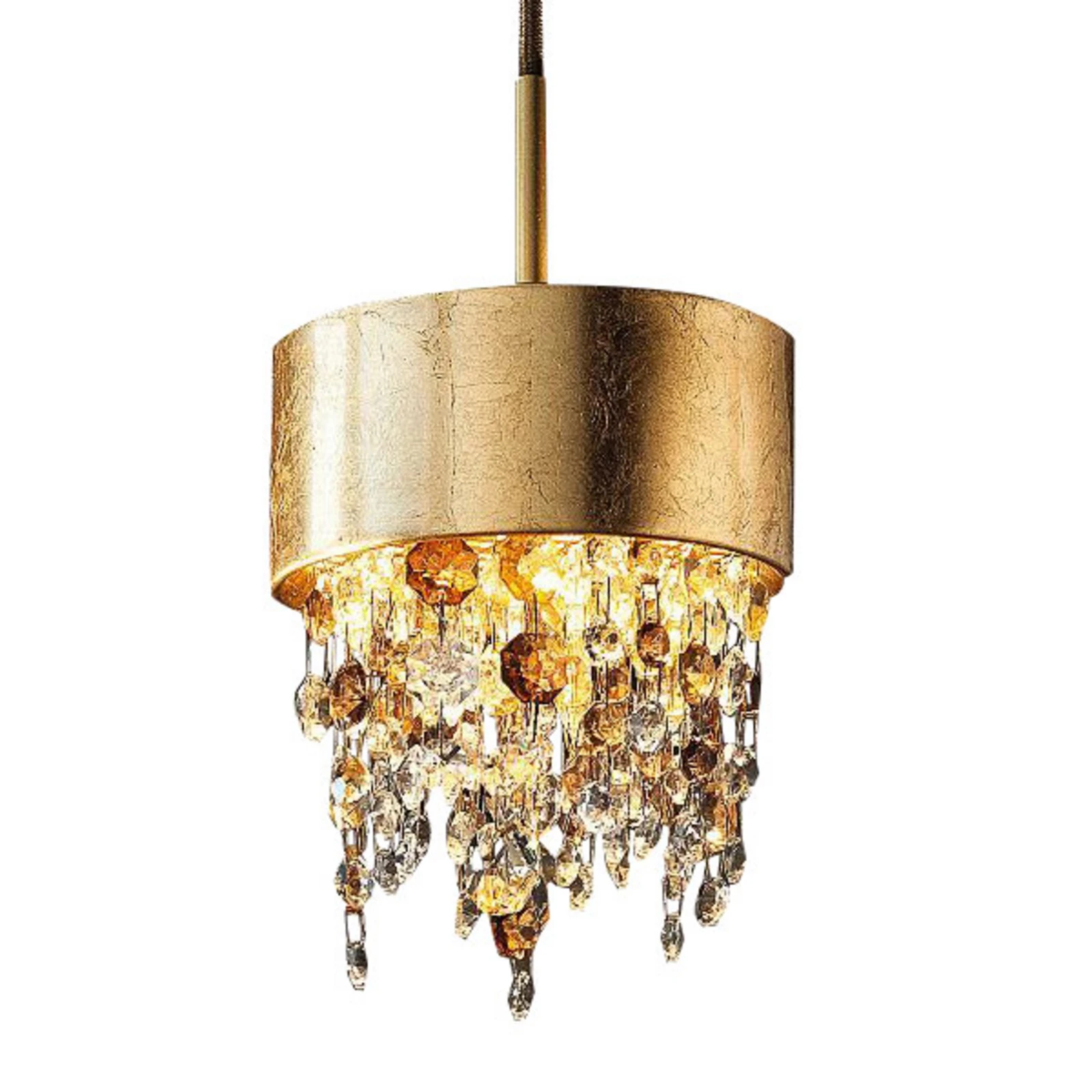LED-Hängeleuchte Olà S2 15, Ø15cm, blattgold/amber