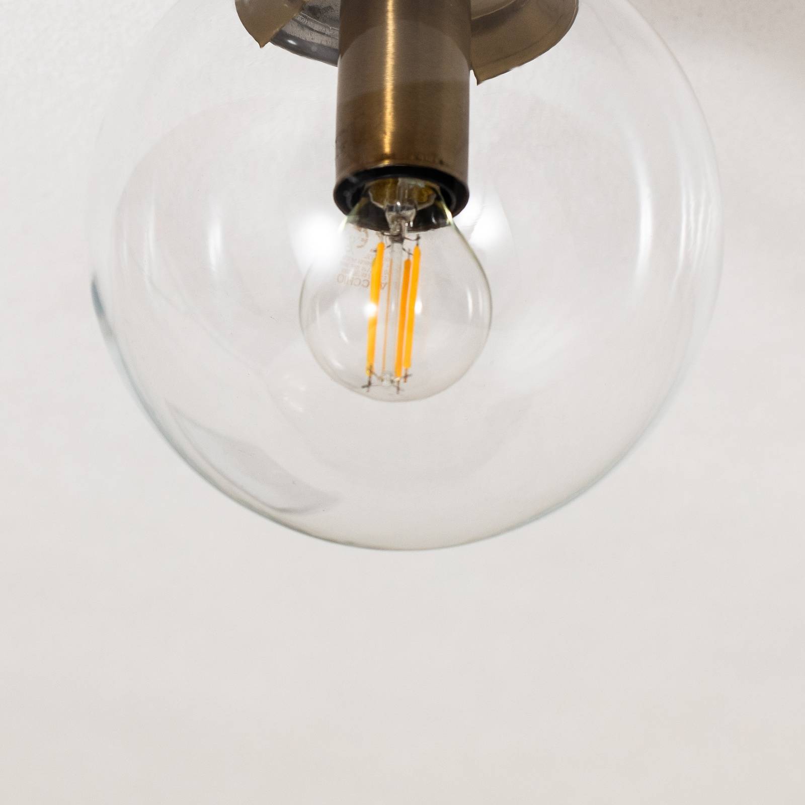 Lampa sufitowa Atmaca 10205 złota antyczna/czarna szkło przezroczyste Ø 15 cm