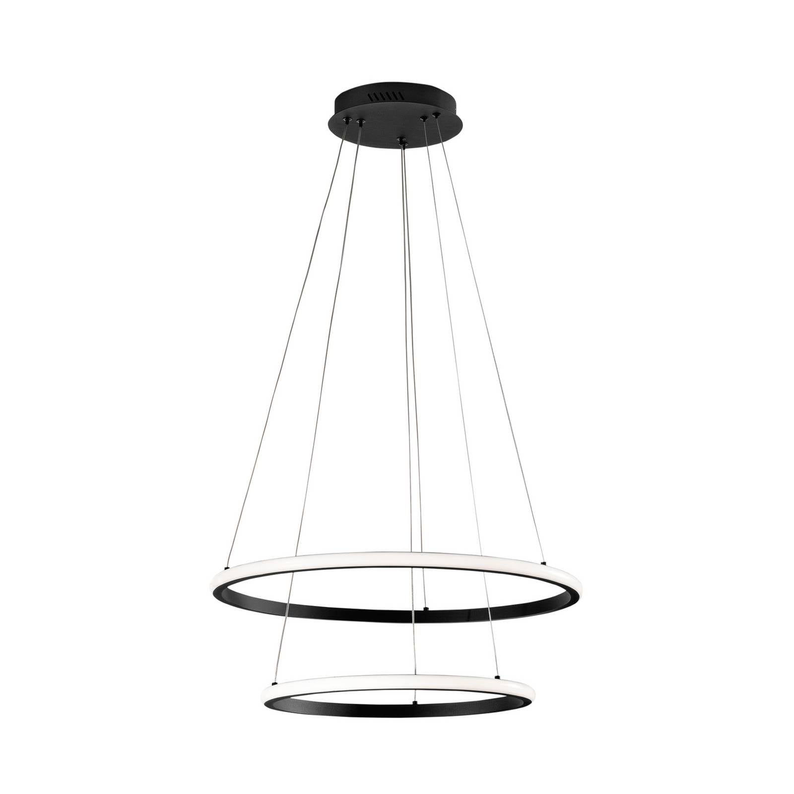 LED-Pendellampe Axis, Ø 60/40 cm, schwarz, Metall, CCT, RGB