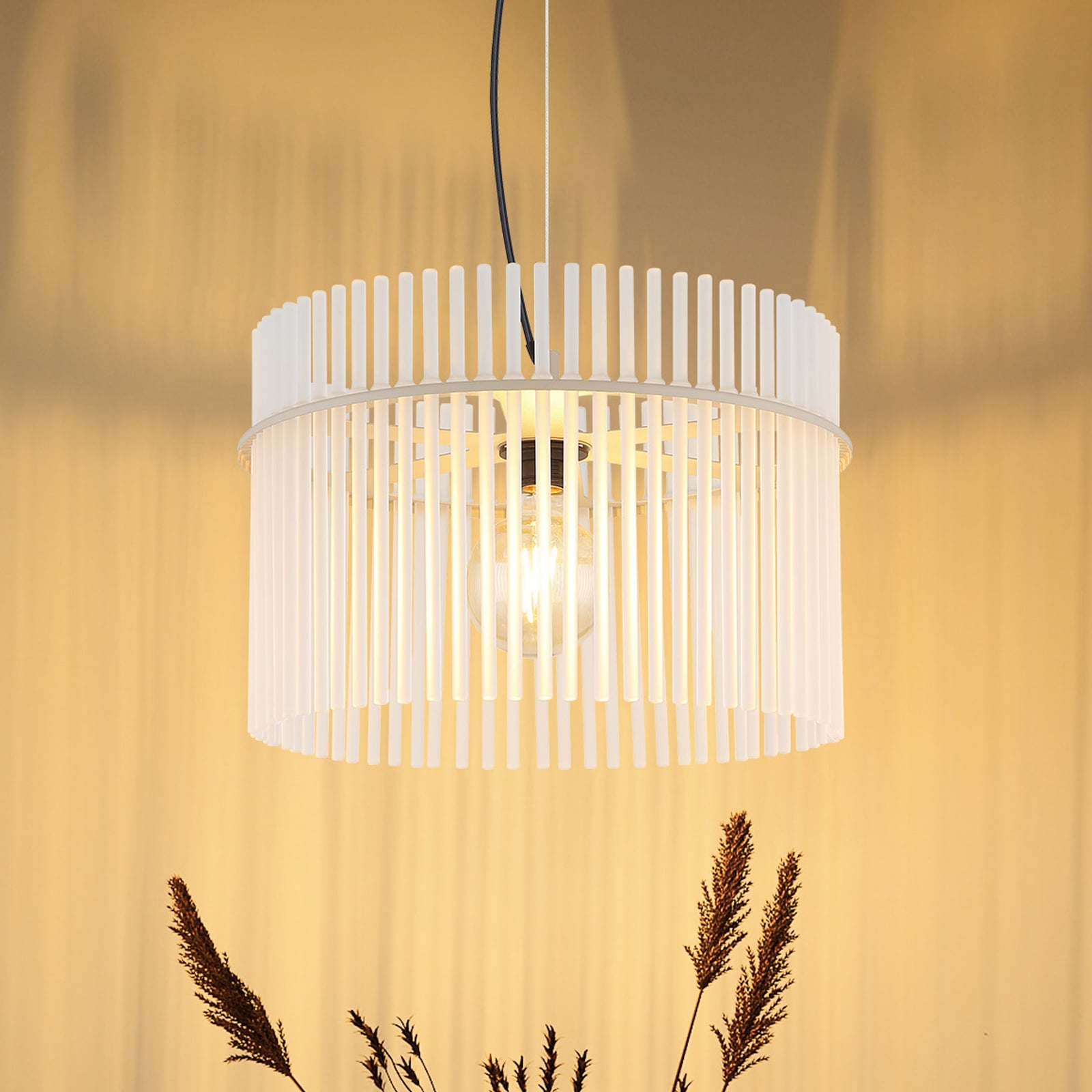 Gorley pendant light, white/sand, glass, Ø 40 cm, E27