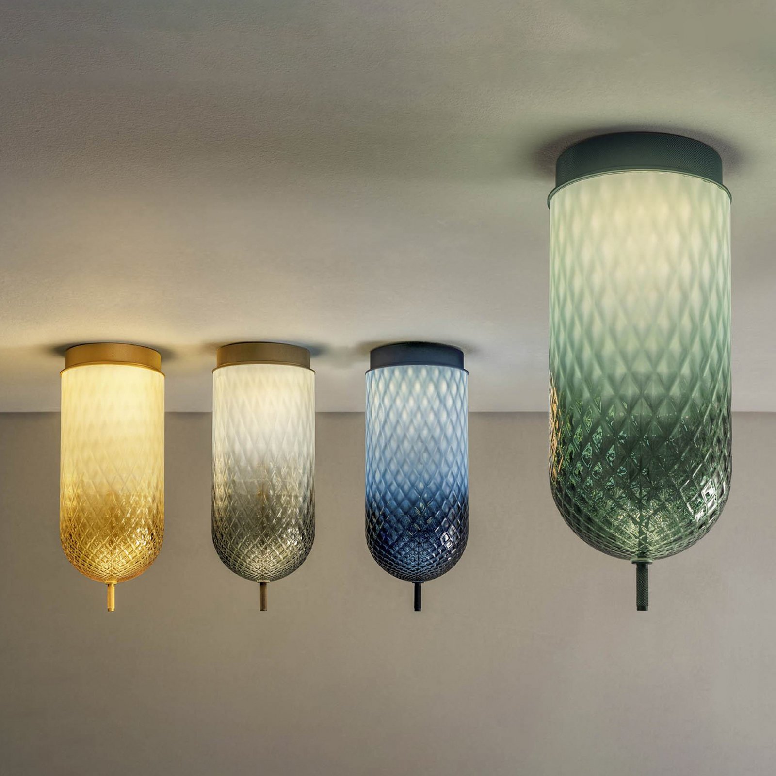 OLEV LED-Deckenlampe Curuba, grau, Glas, Höhe 40 cm, 2.700 K