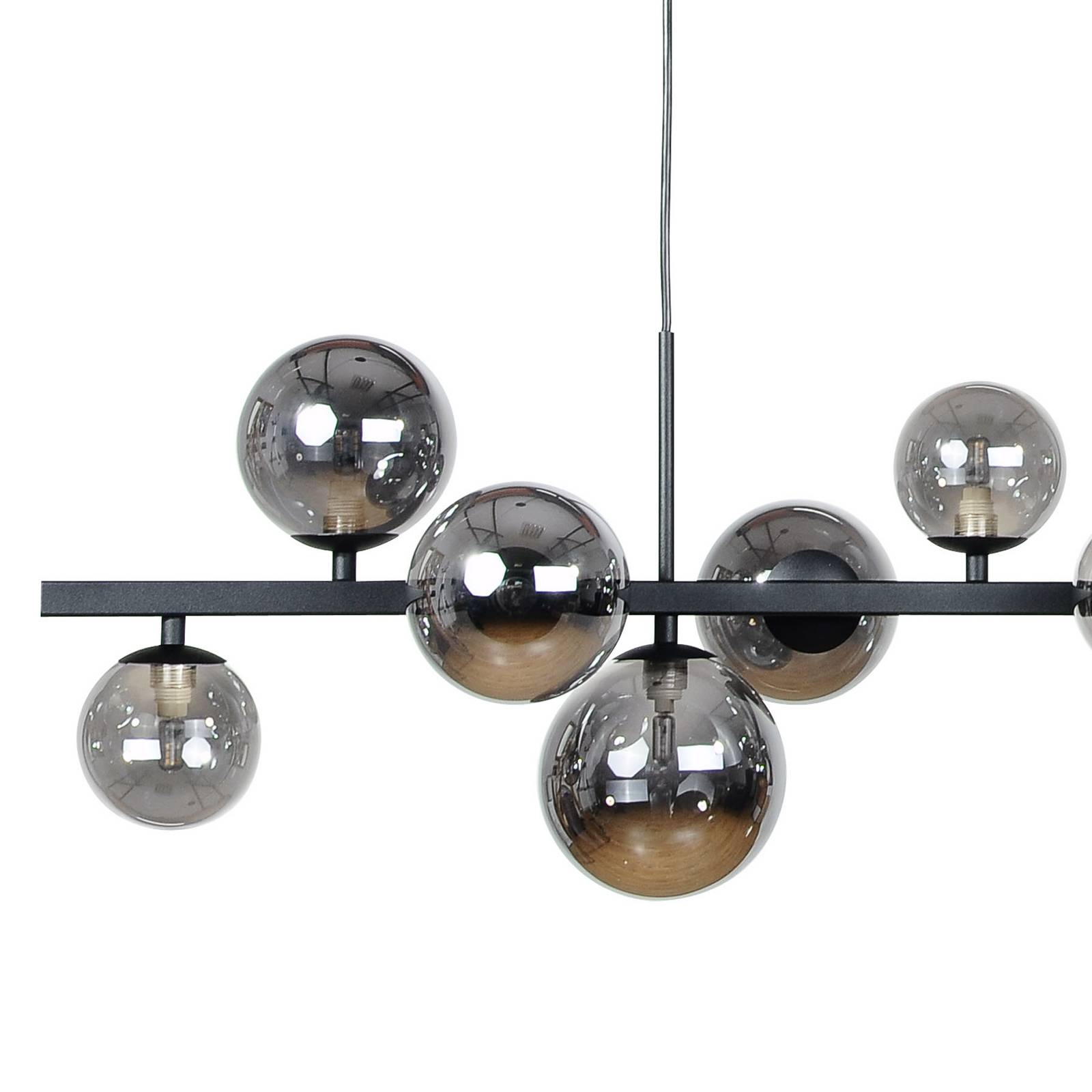 Hängeleuchte Rumba, schwarz/rauchgrau, Glas/Metall, 10-flg. günstig online kaufen