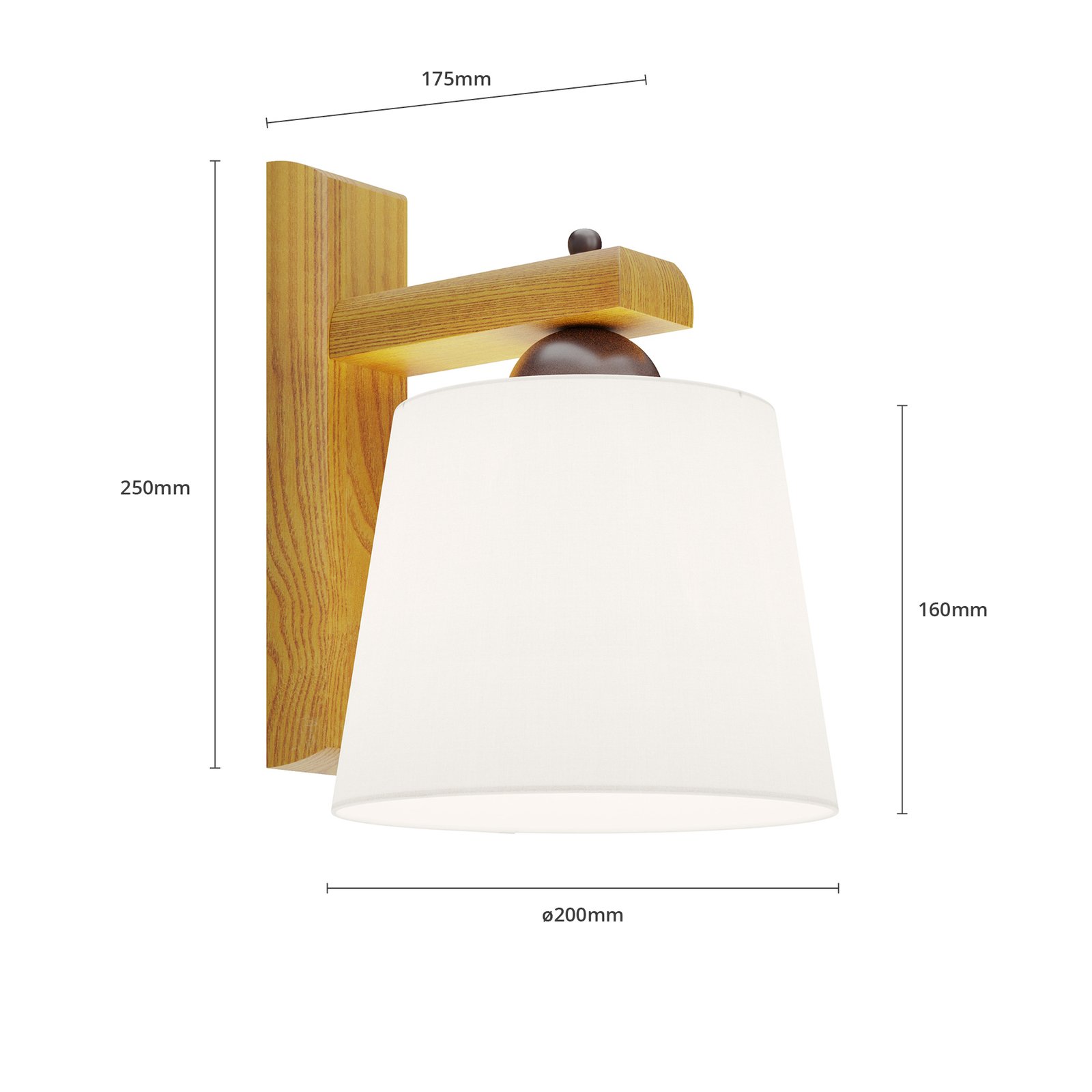 Sweden Applique Murale Blanc/Chêne rustique - Euluna