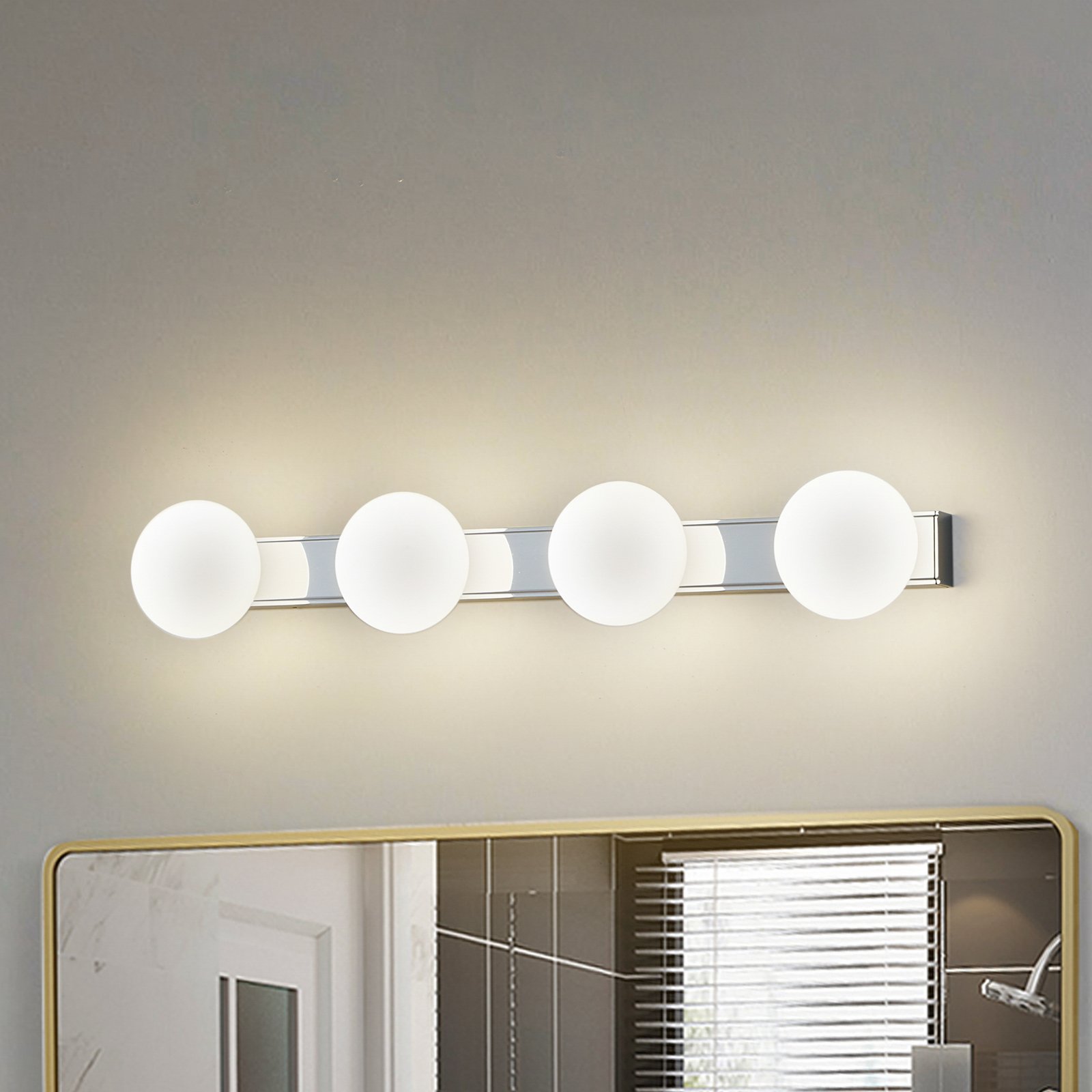 Lucande LED bathroom wall lamp Myrra, chrome, glass, 60 cm, IP44