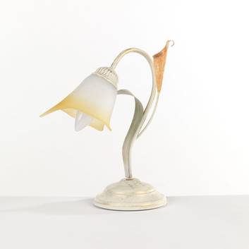 Lampa stołowa Lucrezia kość słoniowa klosz kwiat