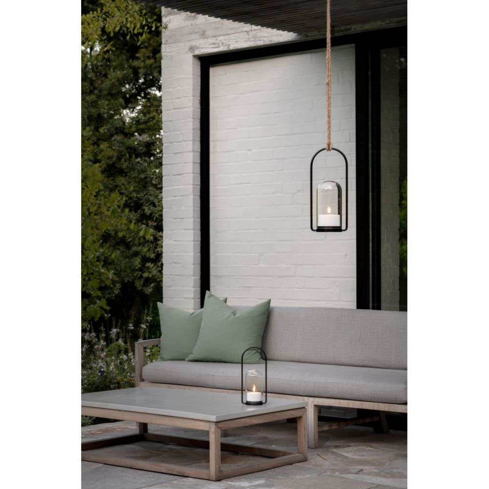 Outdoor Lantern Set w/Glass Dome, Handle, Candle 84005, Remote - Uyuni Lighting