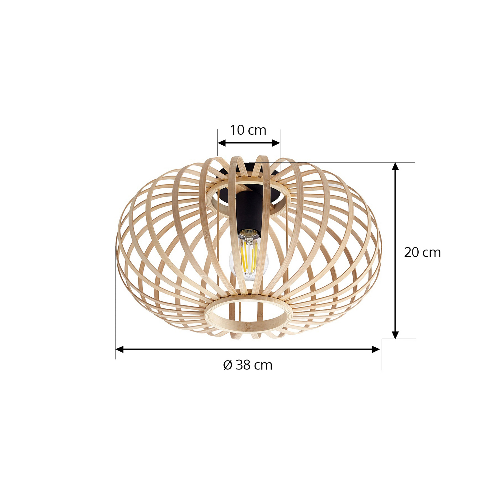 Lindby Deckenleuchte Lielle, Bambus natur, Ø 38 cm