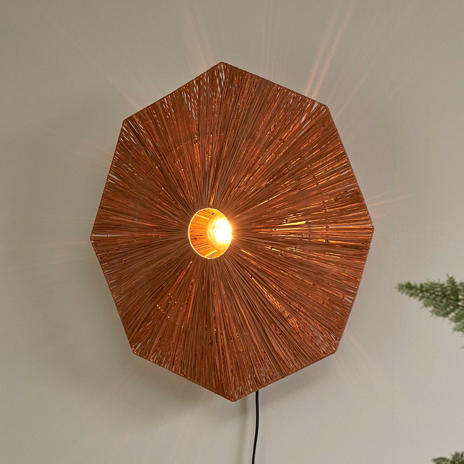 GOOD & MOJO Panama wall light, brown, Ø 65 cm, plug