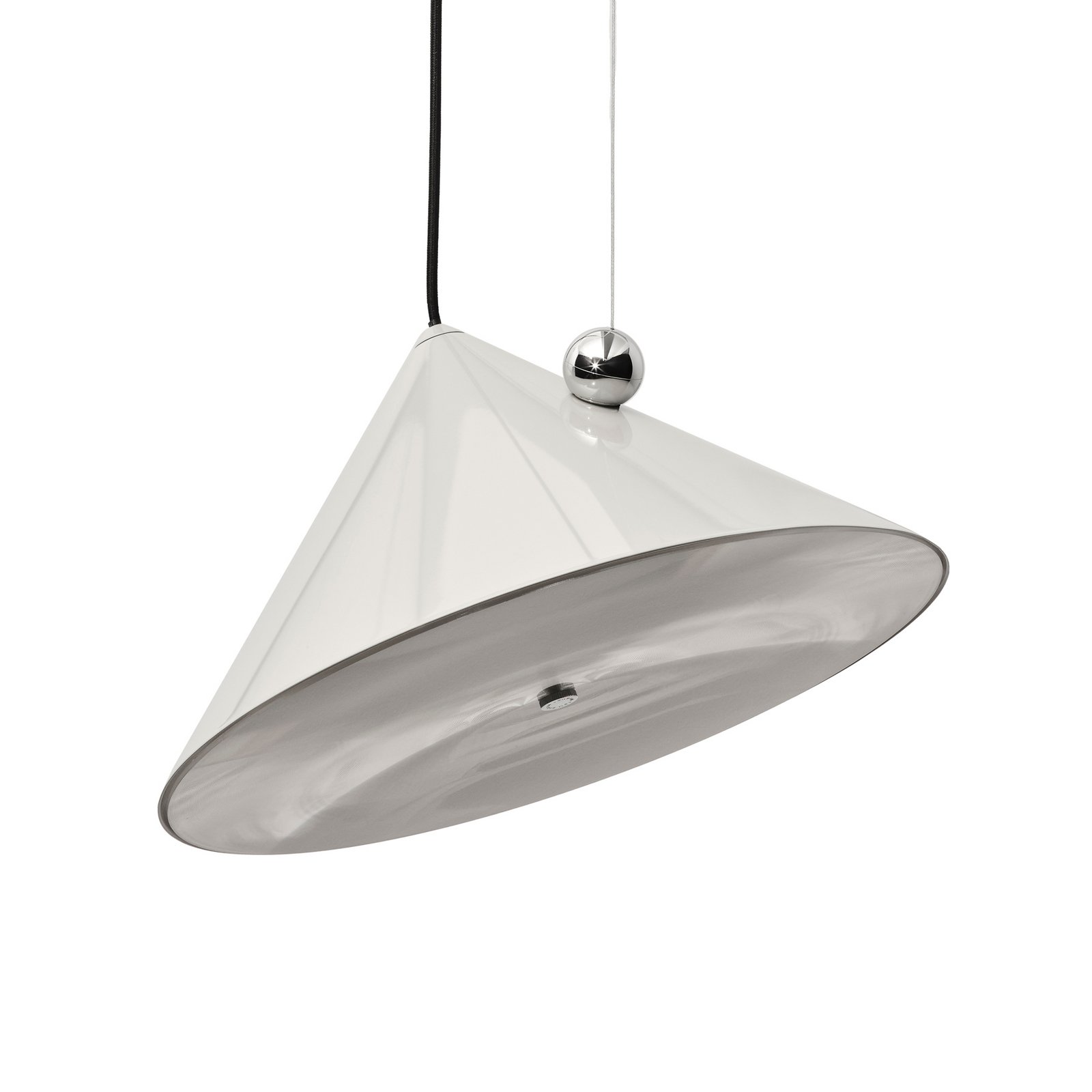 Candeeiro suspenso LED Pose da Tom Dixon, cinzento-bege, Ø 43 cm, aço regulável