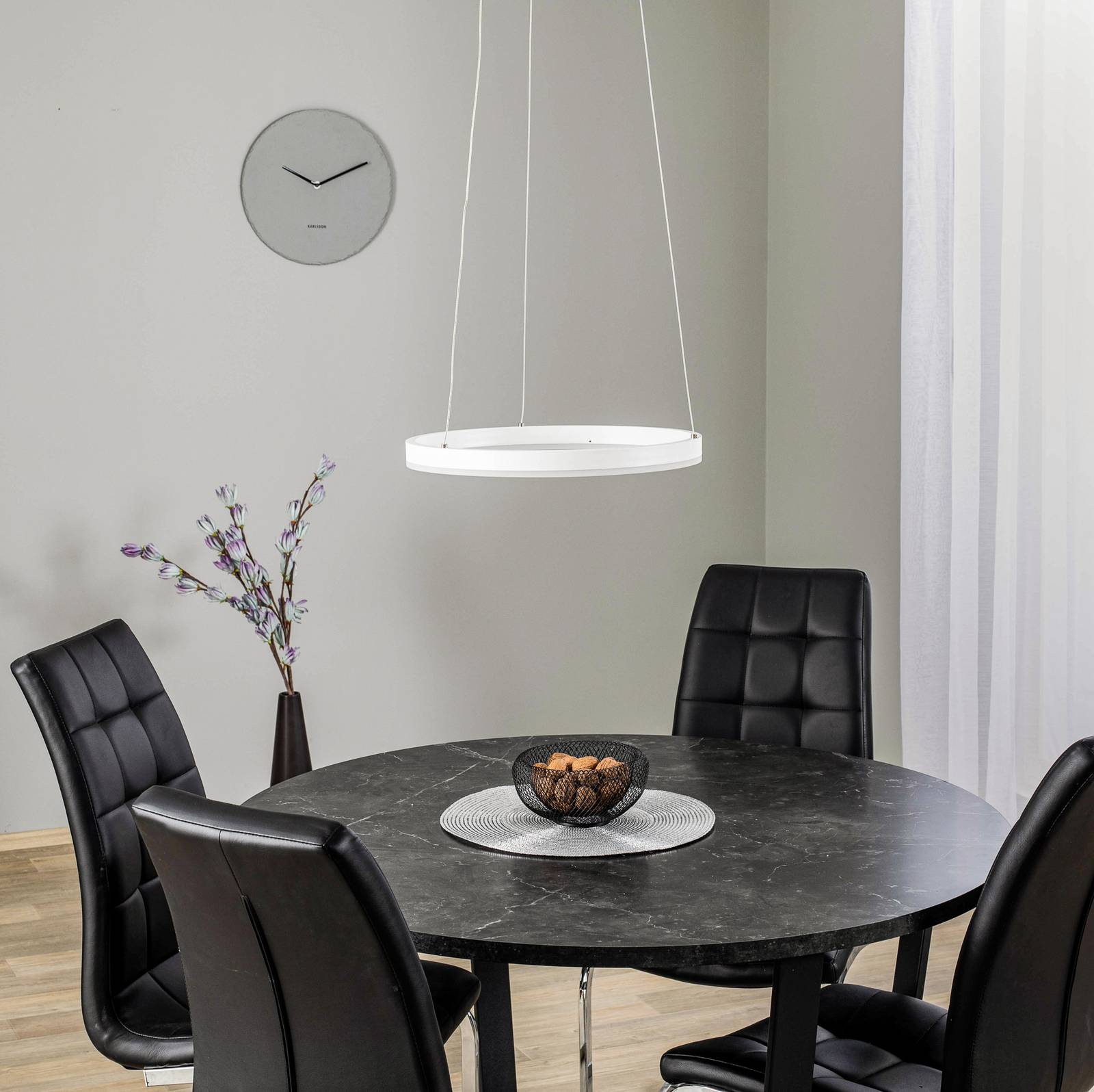 Lampa wisząca Arcchio LED Albiona, biała, 1 pierścień, Ø 40 cm